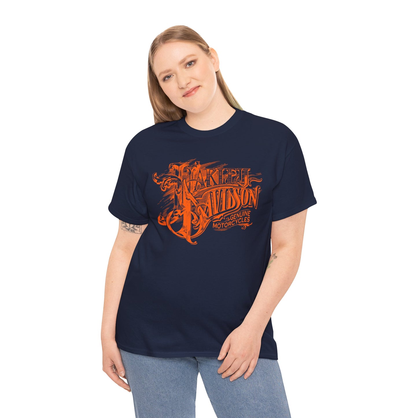 Harley Davidson Text Tee - Gildan® 5000 Heavy Cotton™, Sleek and Stylish Design, Edgy & Comfortable Streetwear