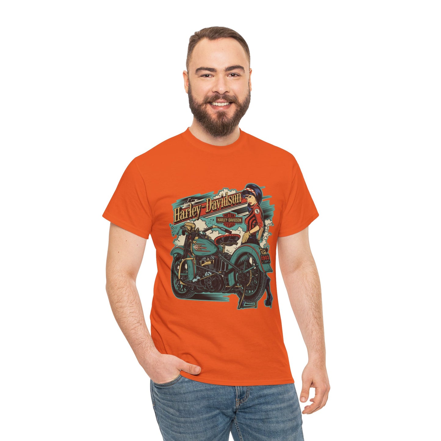 Harley-Davidson 1903 Retro T-Shirt - Gildan® 5000 Heavy Cotton™, Timeless Style, Built for Riders