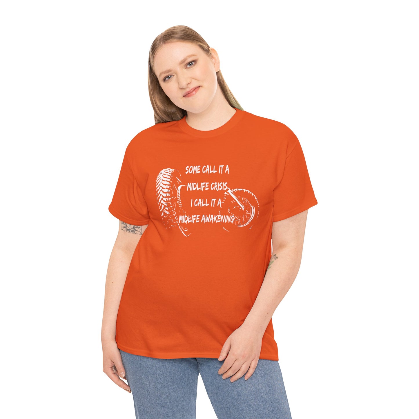 Midlife Crisis Motorcycle Slogan Tee - Gildan® 5000 Heavy Cotton™, For Edgy, Fearless Riders