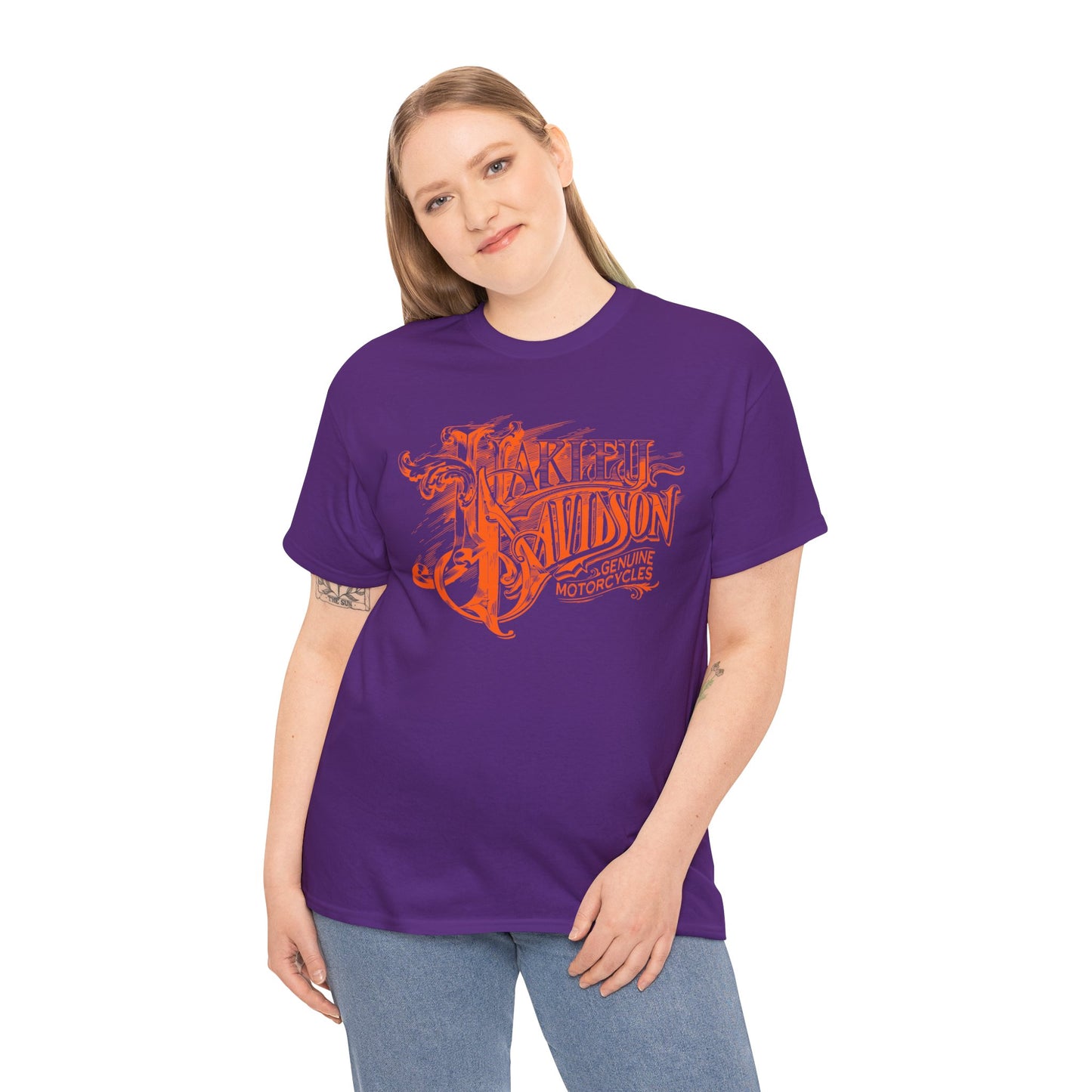 Harley Davidson Text Tee - Gildan® 5000 Heavy Cotton™, Sleek and Stylish Design, Edgy & Comfortable Streetwear