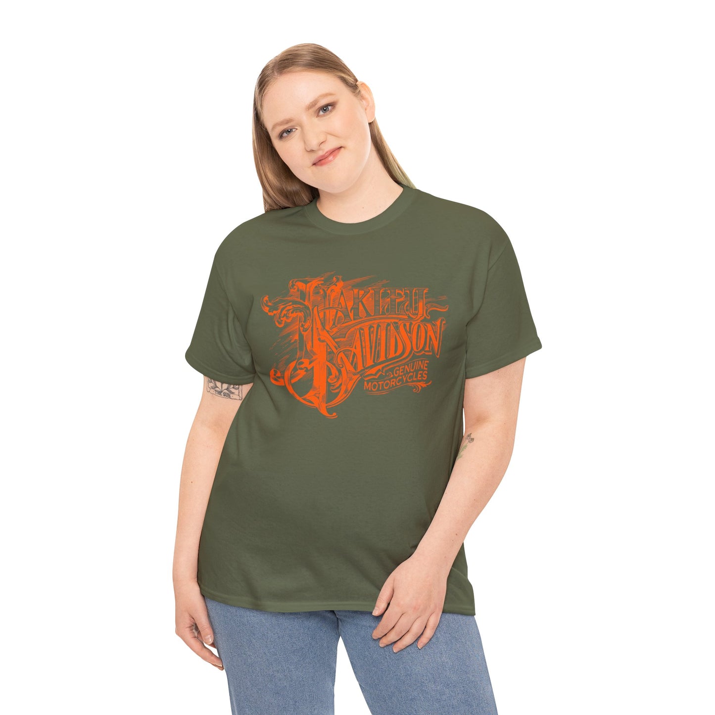 Harley Davidson Text Tee - Gildan® 5000 Heavy Cotton™, Sleek and Stylish Design, Edgy & Comfortable Streetwear