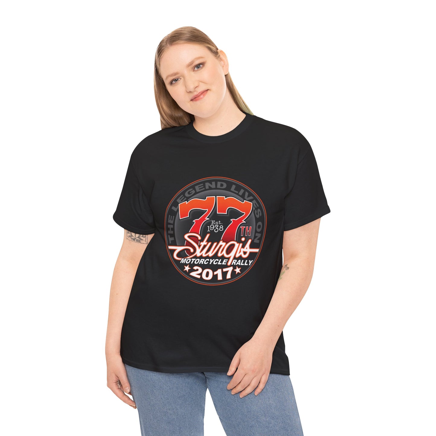 Classic Sturgis 77 2017 Biker Tee - Gildan® 5000 Heavy Cotton™, Edgy Design & Comfort