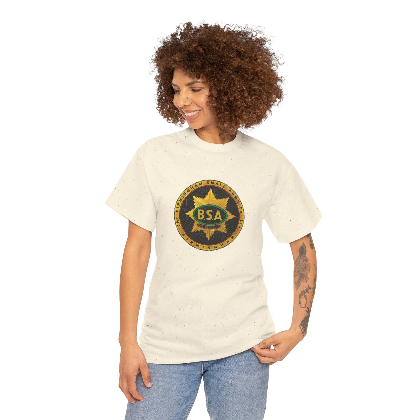 Vintage BSA Logo Tee - Gildan® 5000 Heavy Cotton™, Perfect for Bikers & Motorcycle Enthusiasts
