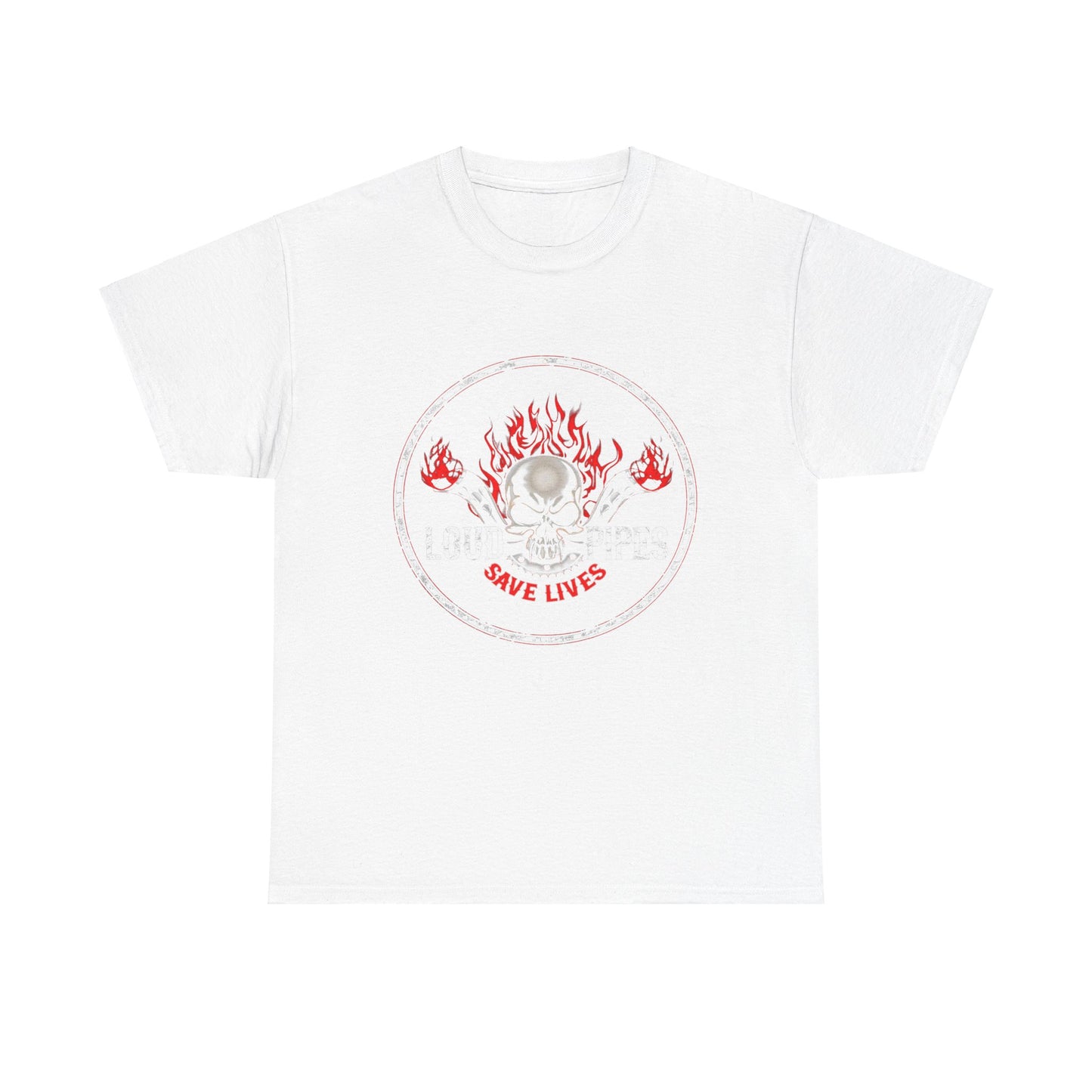Loud Pipes Save Lives Tee - Gildan® 5000 Heavy Cotton™, Midweight Fabric, Classic Fit & Biker Attitude
