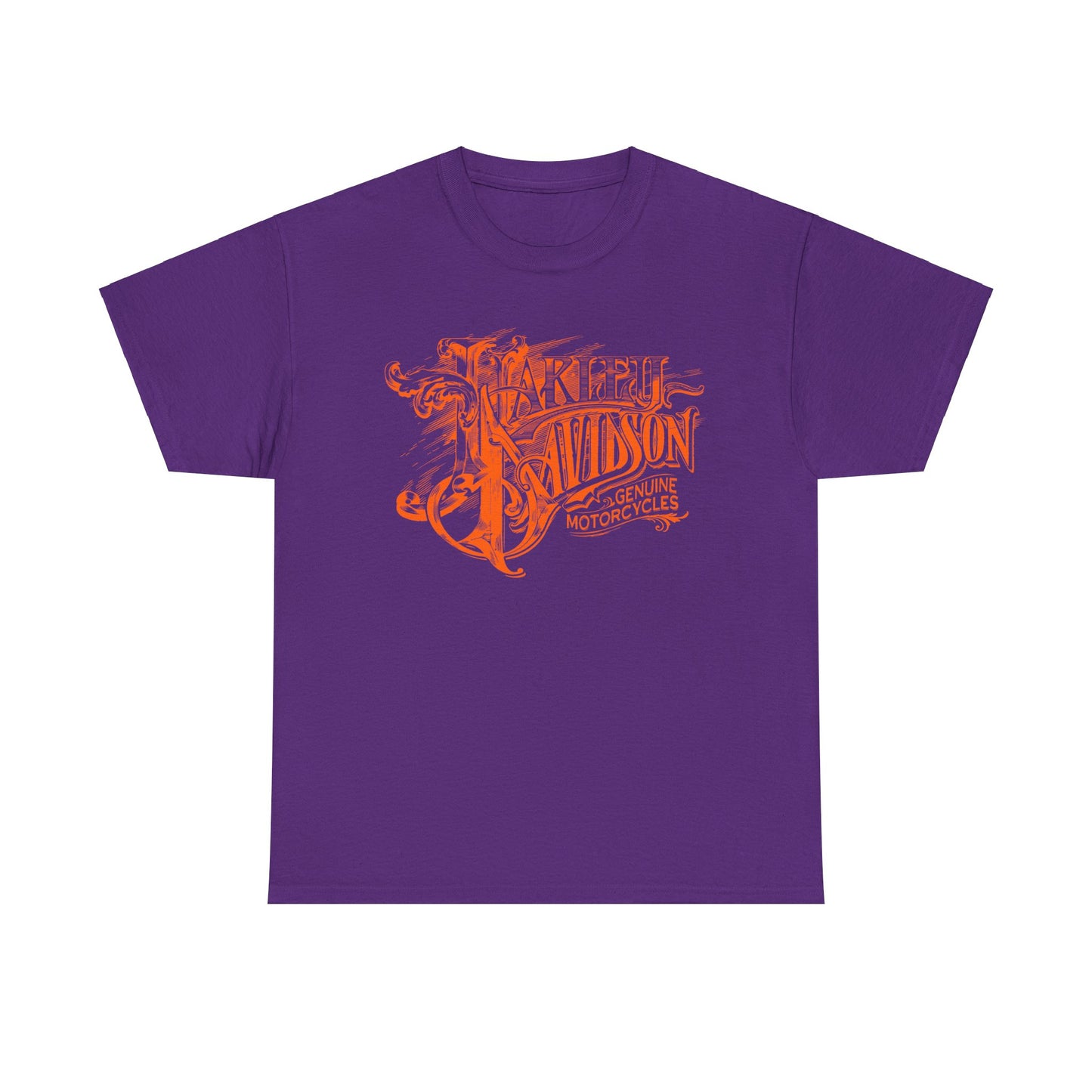 Harley Davidson Text Tee - Gildan® 5000 Heavy Cotton™, Sleek and Stylish Design, Edgy & Comfortable Streetwear