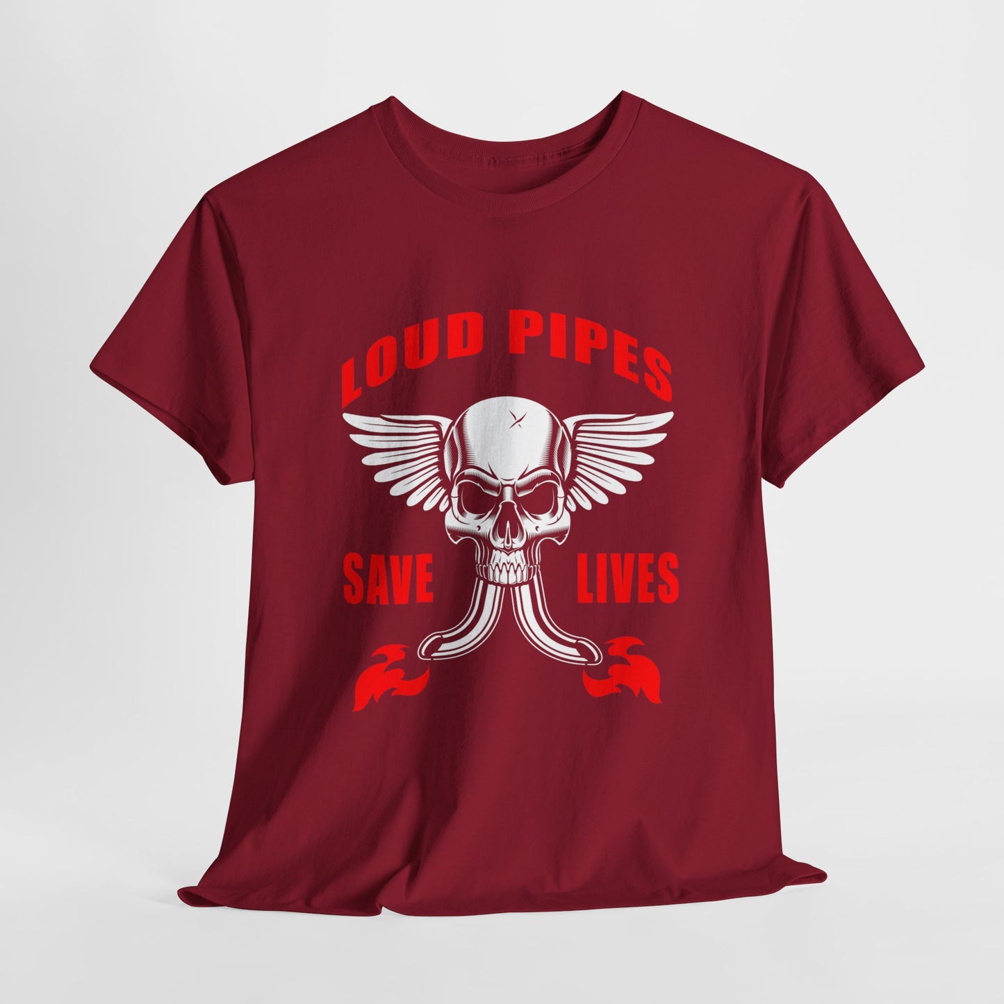 Loud Pipes Save Lives Graphic Tee - Gildan® 5000 Heavy Cotton™, Classic Fit for Passionate Riders