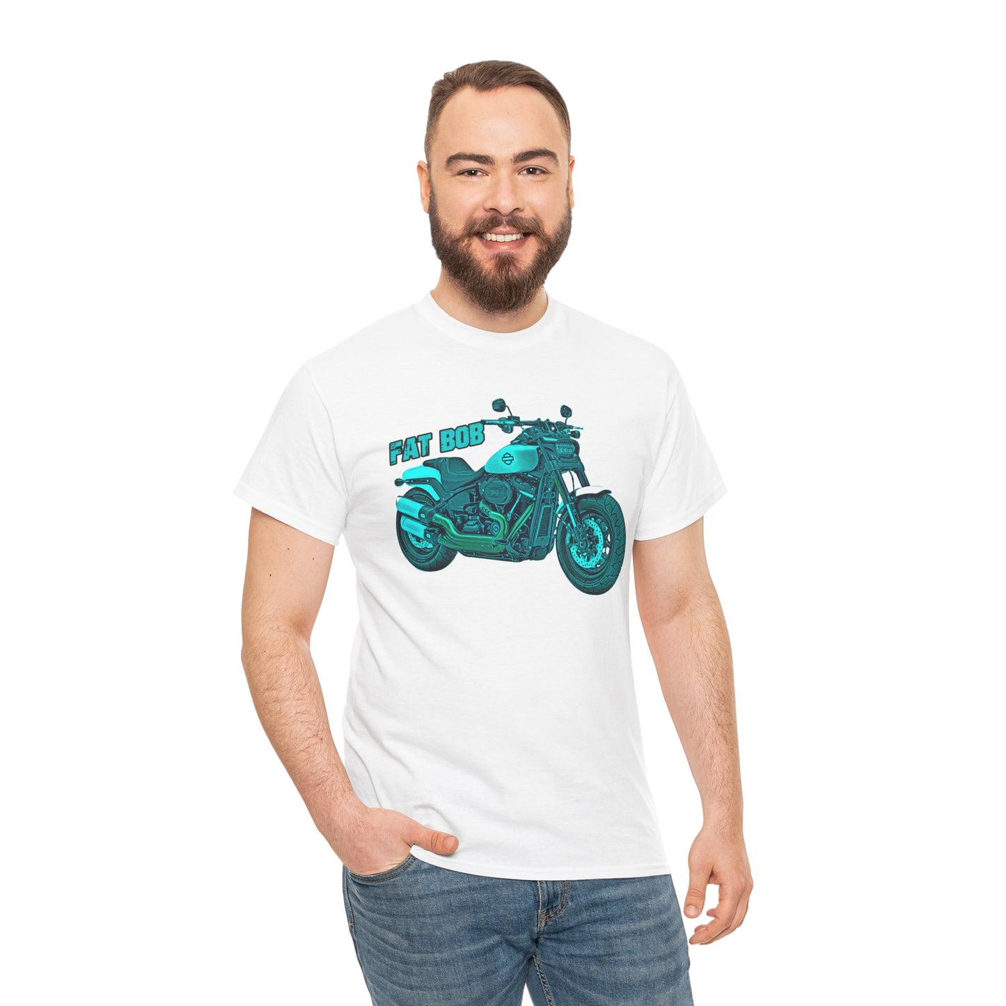 Harley Davidson Fatbob T-Shirt - Gildan® 5000 Heavy Cotton™, Stylish & Durable for Motorcycle Lovers