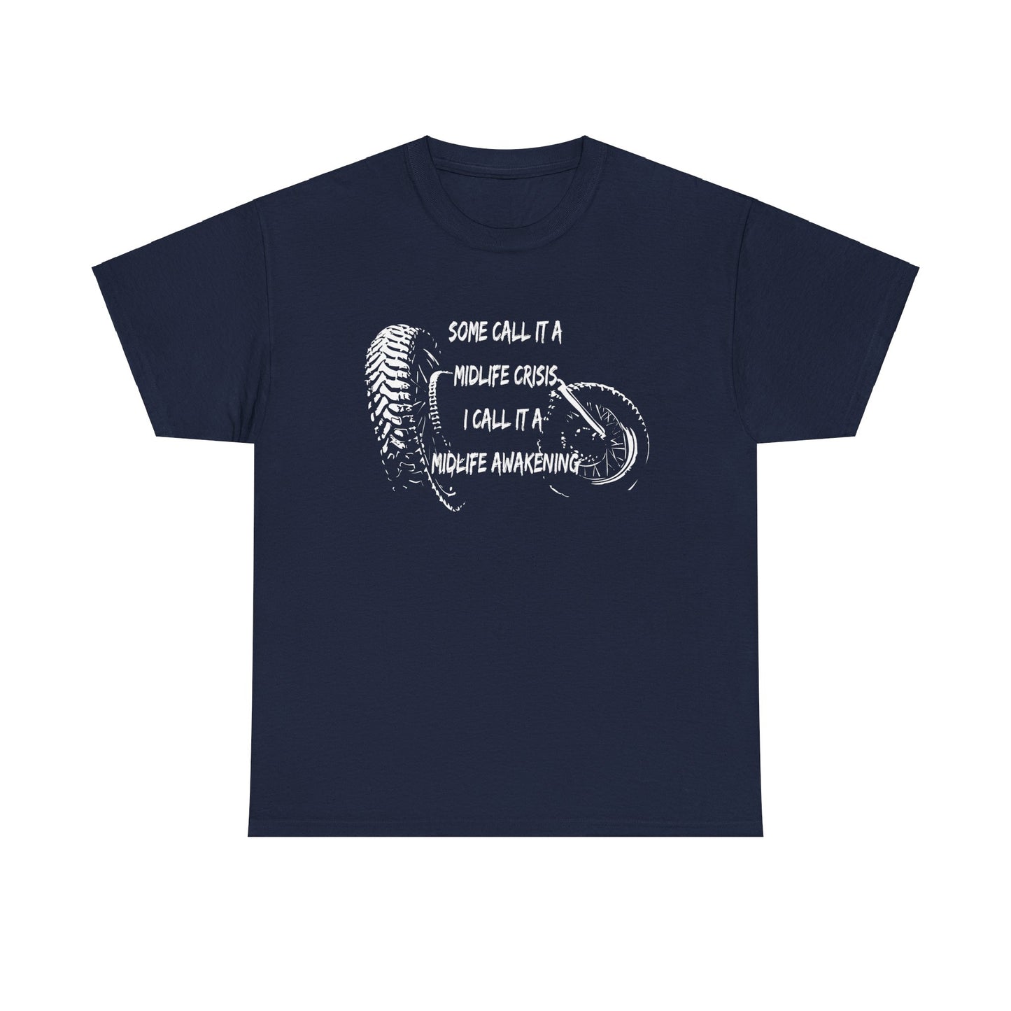 Midlife Crisis Motorcycle Slogan Tee - Gildan® 5000 Heavy Cotton™, For Edgy, Fearless Riders