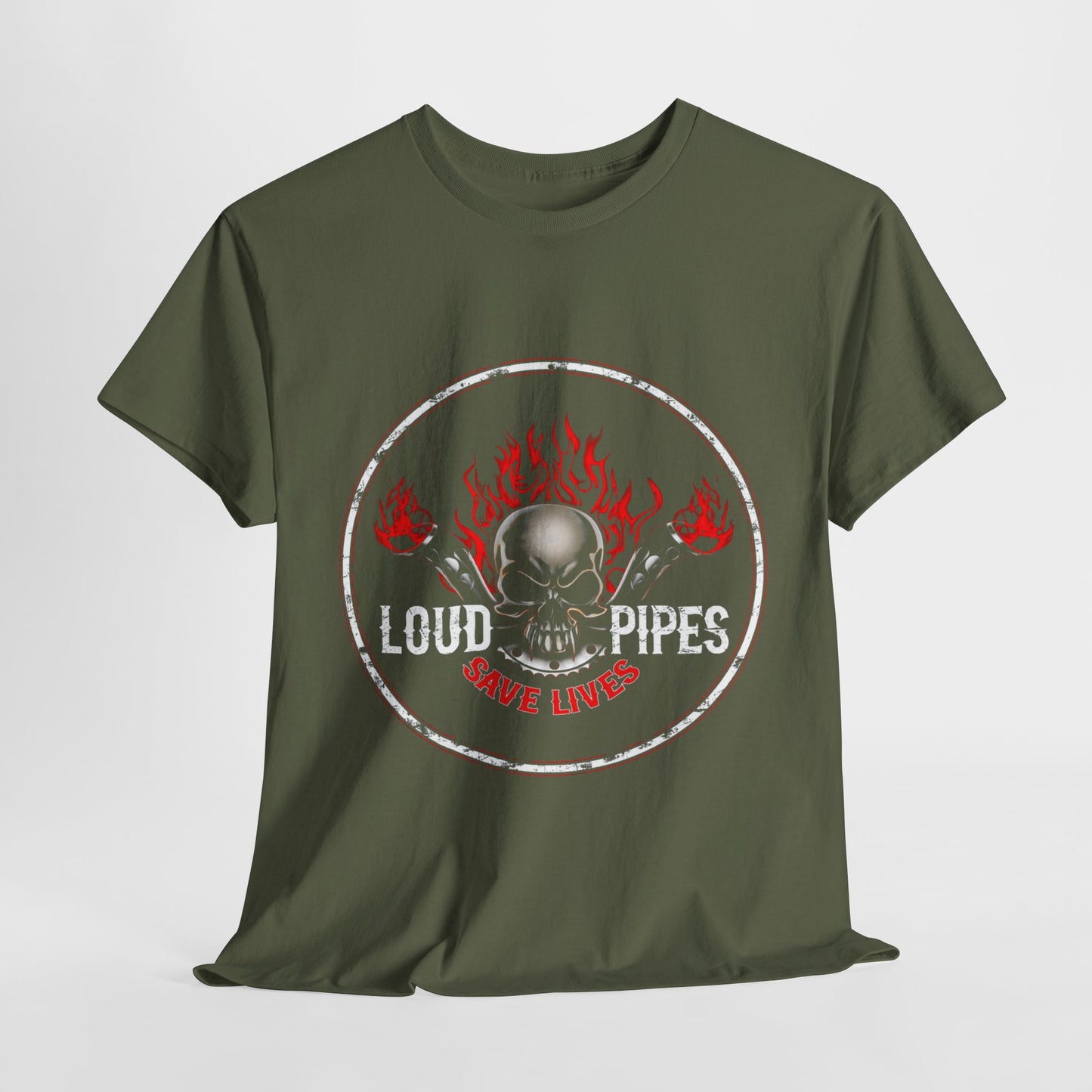 Loud Pipes Save Lives Tee - Gildan® 5000 Heavy Cotton™, Midweight Fabric, Classic Fit & Biker Attitude