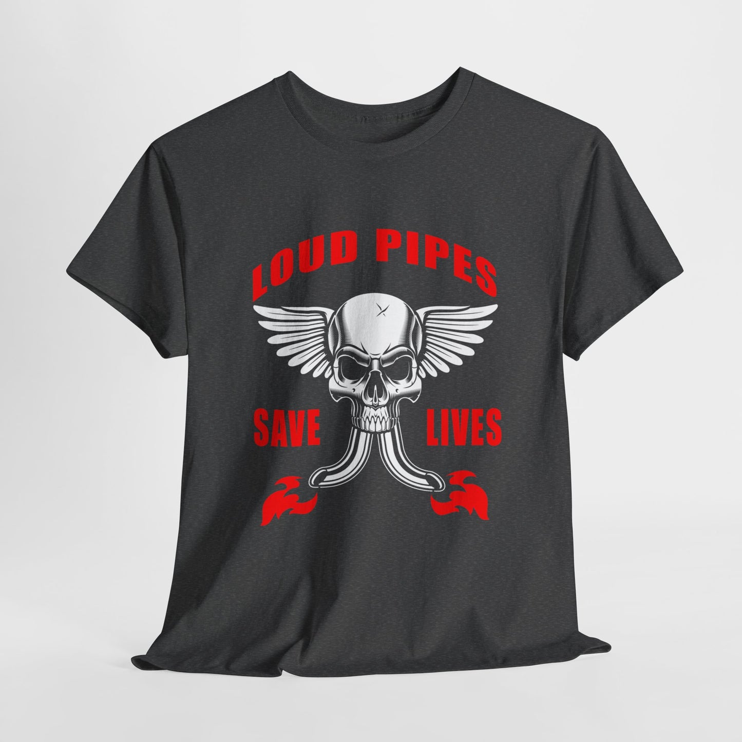 Loud Pipes Save Lives Graphic Tee - Gildan® 5000 Heavy Cotton™, Classic Fit for Passionate Riders