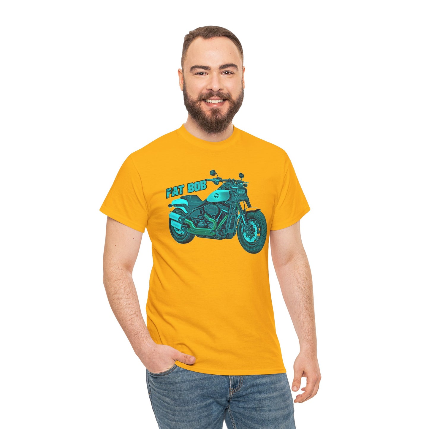 Harley Davidson Fatbob T-Shirt - Gildan® 5000 Heavy Cotton™, Stylish & Durable for Motorcycle Lovers