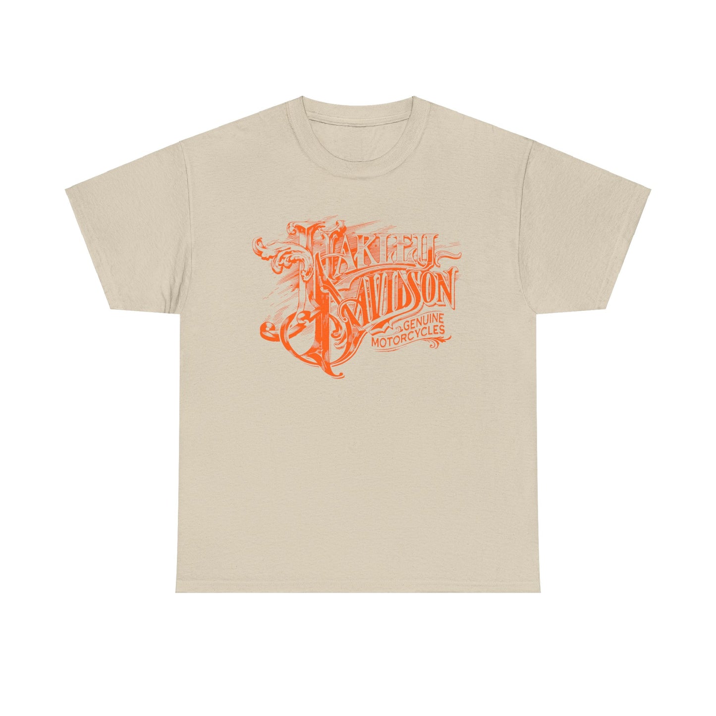 Harley Davidson Text Tee - Gildan® 5000 Heavy Cotton™, Sleek and Stylish Design, Edgy & Comfortable Streetwear