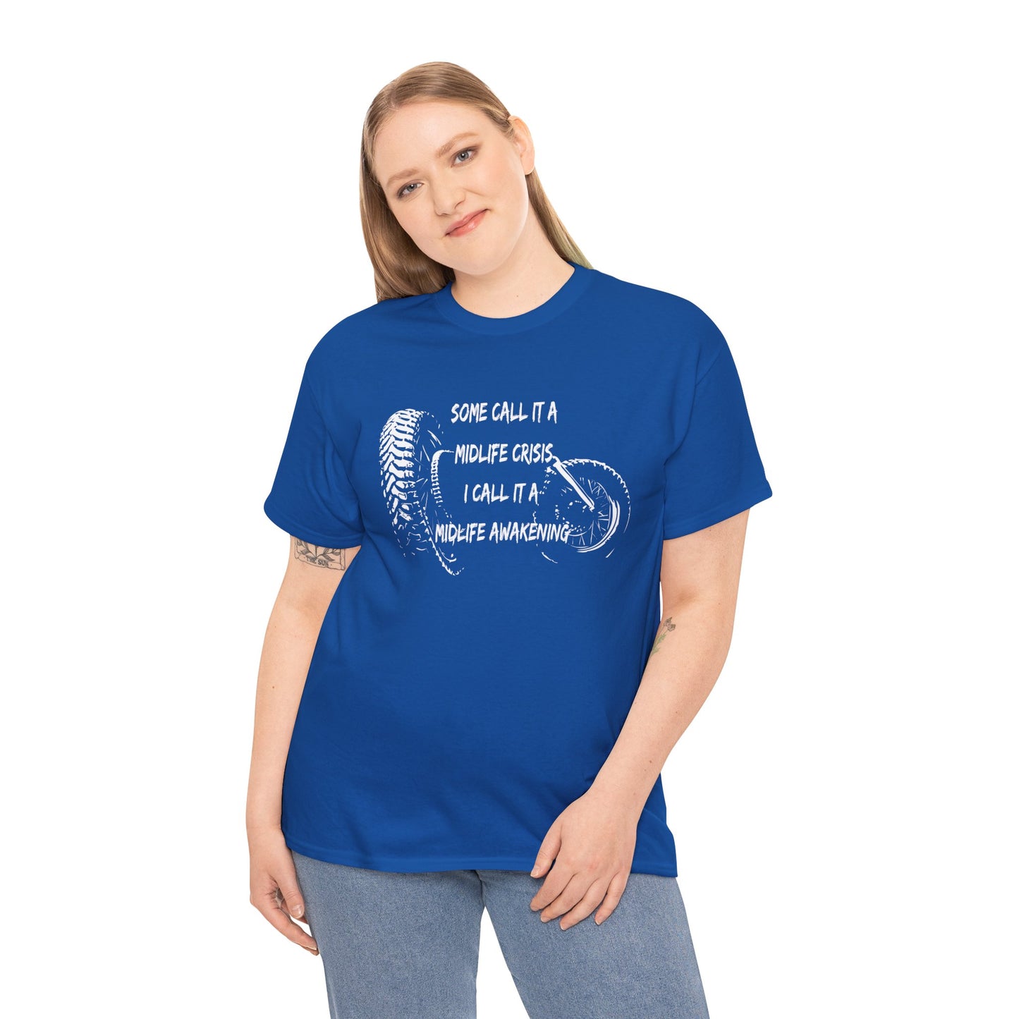 Midlife Crisis Motorcycle Slogan Tee - Gildan® 5000 Heavy Cotton™, For Edgy, Fearless Riders
