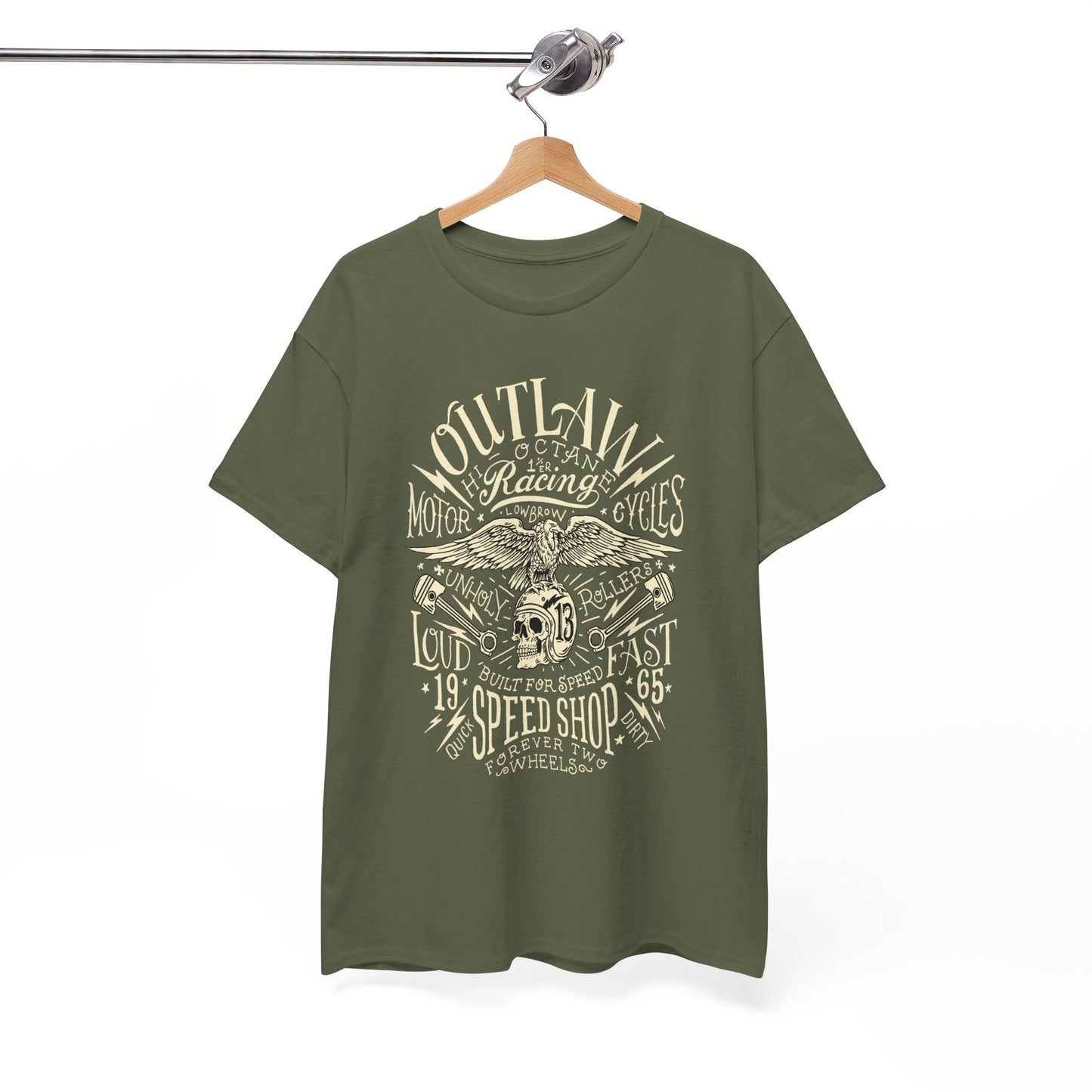 Outlaw Speedshop Biker Tee | Gildan® 5000 Heavy Cotton™ - Bold Design, Durable & Comfortable for Riders