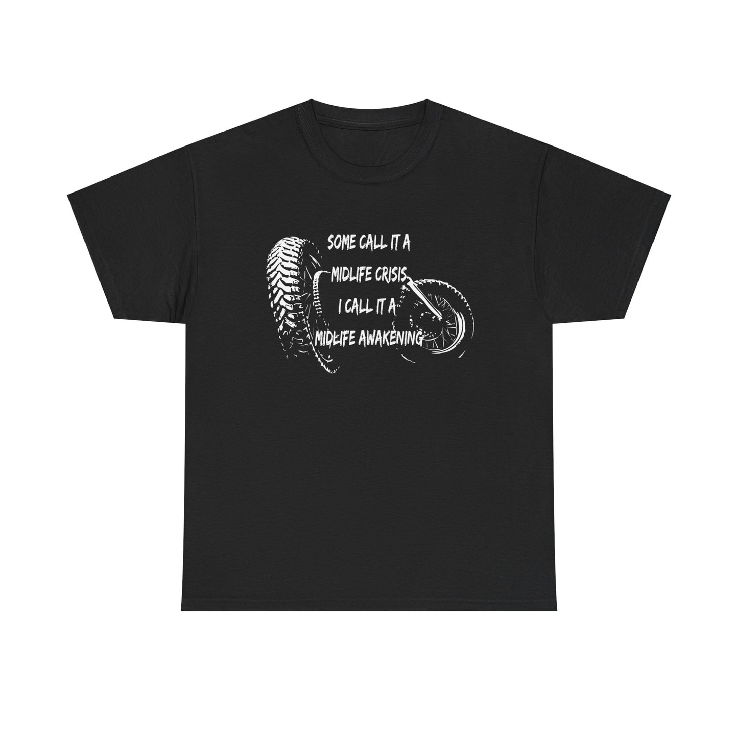 Midlife Crisis Motorcycle Slogan Tee - Gildan® 5000 Heavy Cotton™, For Edgy, Fearless Riders