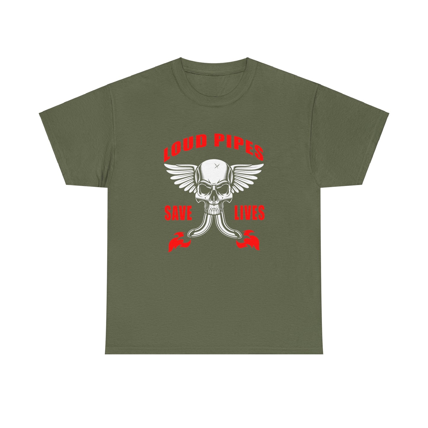 Loud Pipes Save Lives Graphic Tee - Gildan® 5000 Heavy Cotton™, Classic Fit for Passionate Riders