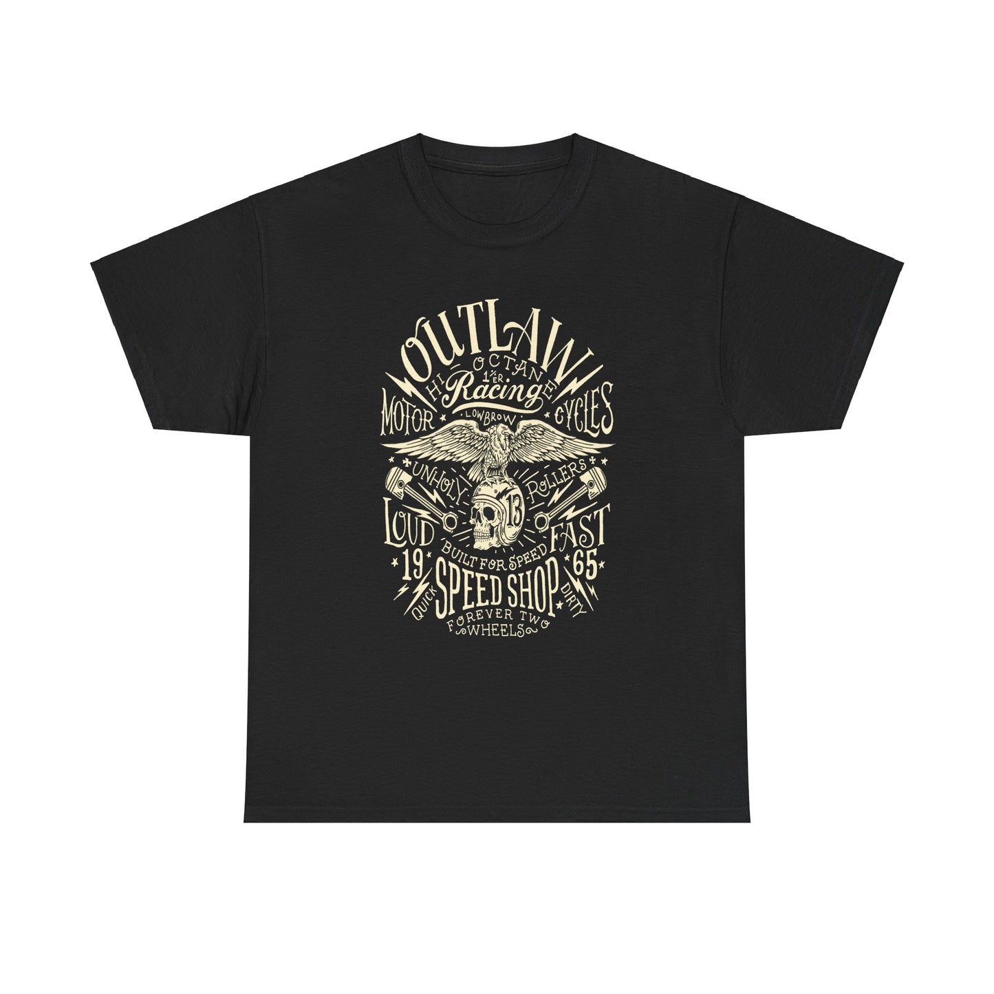 Outlaw Speedshop Biker Tee | Gildan® 5000 Heavy Cotton™ - Bold Design, Durable & Comfortable for Riders
