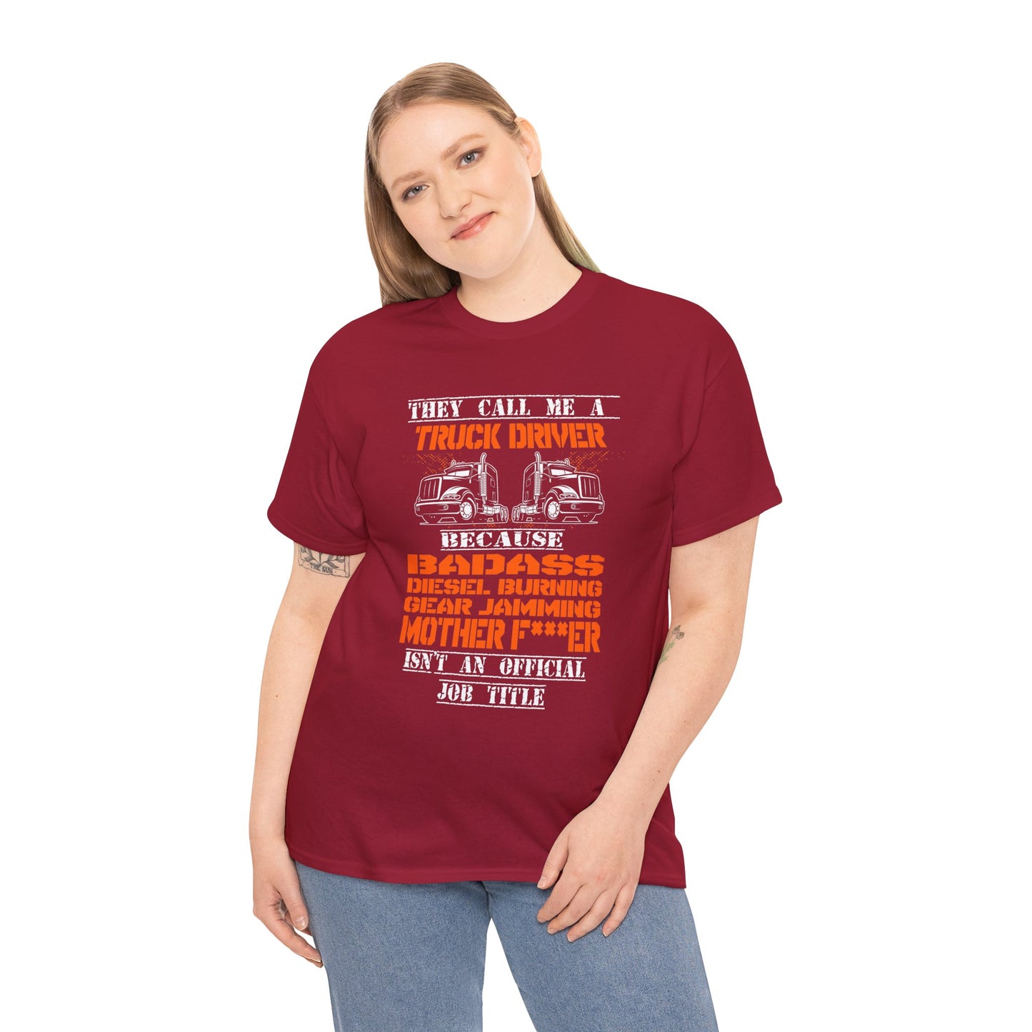 Bad Ass Trucker Tee - Gildan® 5000 Heavy Cotton™ Adult T-Shirt, Tough Design & Classic Fit