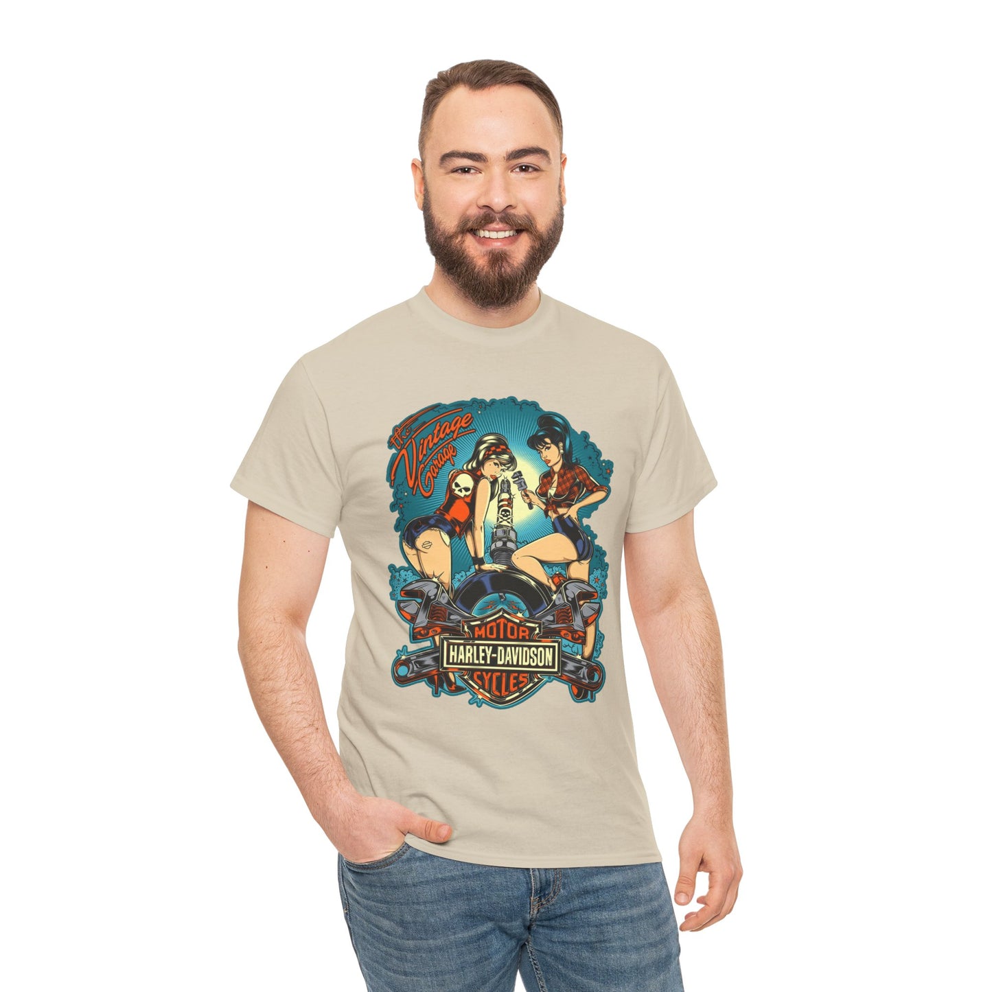 Harley Davidson T-Shirt | Gildan® 5000 Heavy Cotton™, Classic Fit, Timeless Biker Style