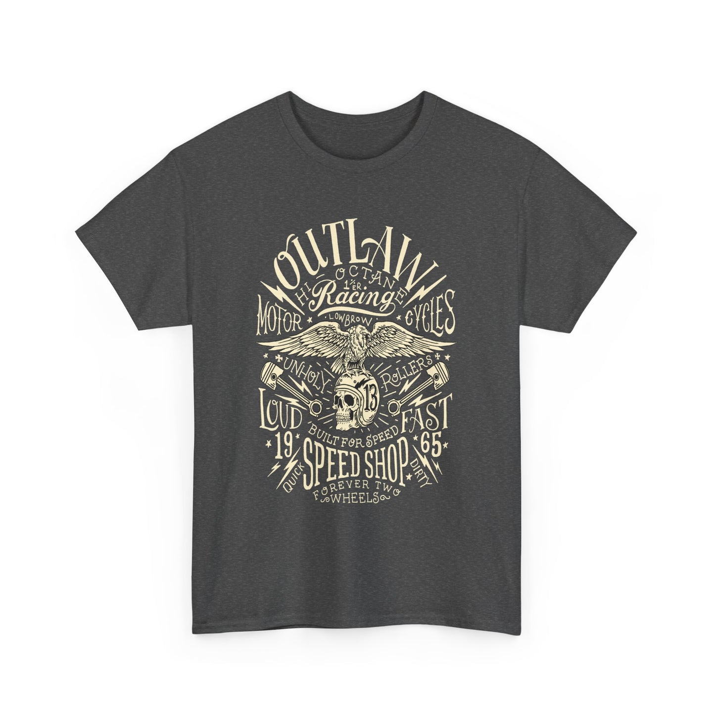 Outlaw Speedshop Biker Tee | Gildan® 5000 Heavy Cotton™ - Bold Design, Durable & Comfortable for Riders