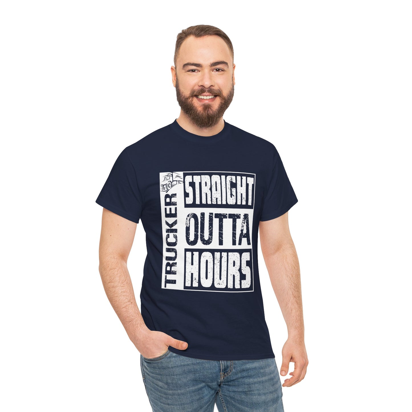Trucker Straight Outta Hours T-Shirt - Hilarious Design for Hardworking Drivers