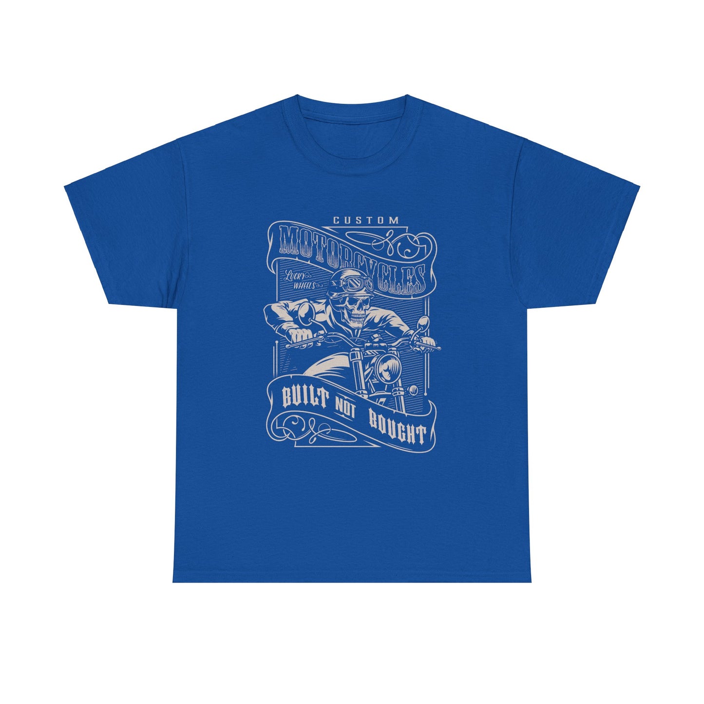 Built Not Bought: Stylish Biker Tee in Heavy Cotton - Classic Fit with a Rib Collar for Added Comfort