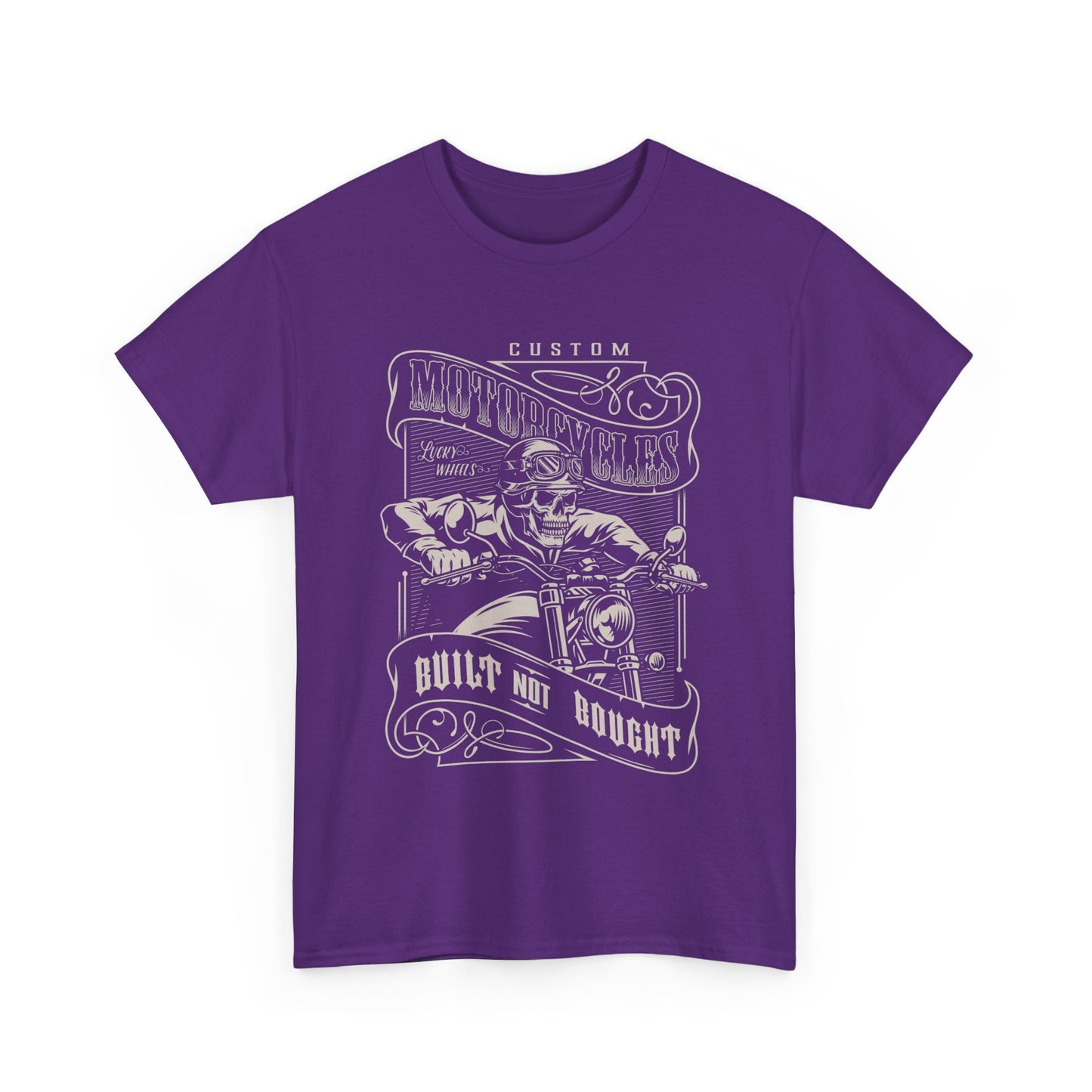 Built Not Bought: Stylish Biker Tee in Heavy Cotton - Classic Fit with a Rib Collar for Added Comfort