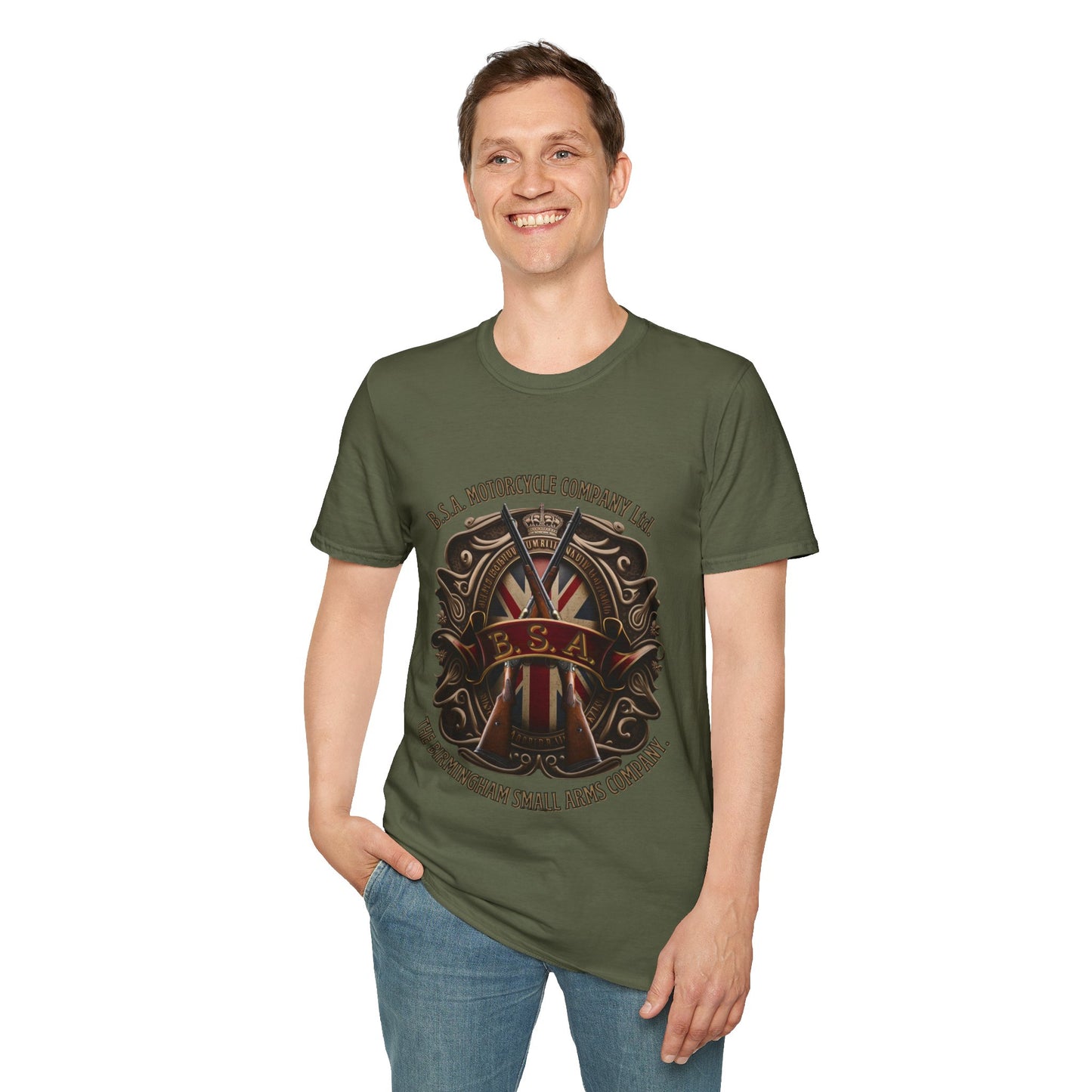 BSA Motorcycle Company Heritage Tee - Gildan® 5000 Heavy Cotton™, Classic Comfort for Enthusiasts