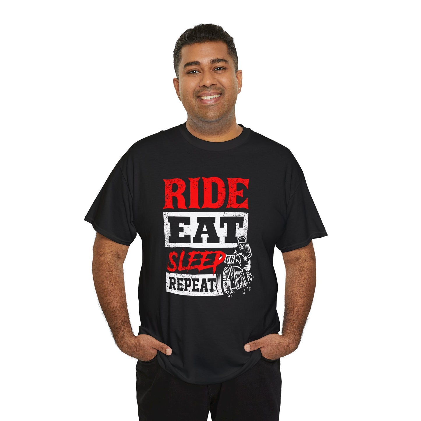 Ride, Eat, Sleep, Repeat Lifestyle Tee | Gildan® 5000 Heavy Cotton™ - Classic Comfort for Bikers