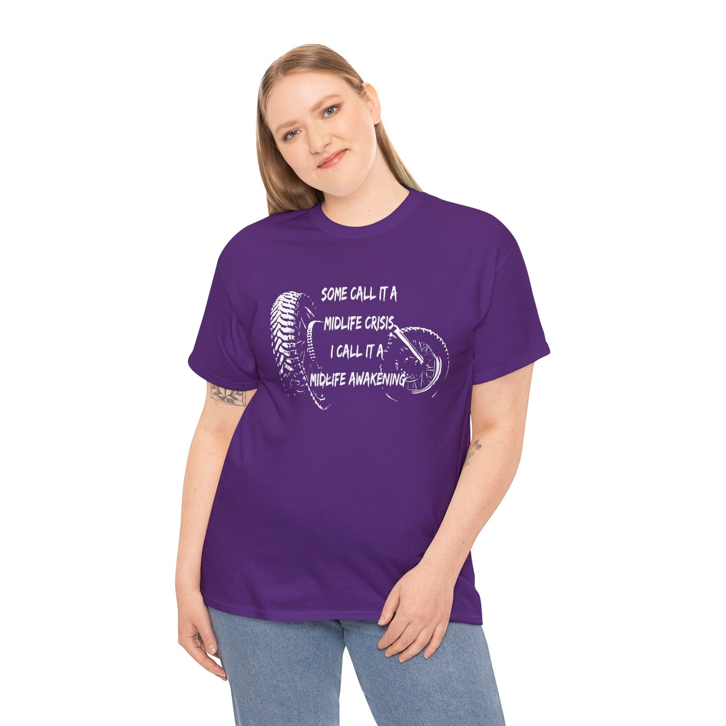 Midlife Crisis Motorcycle Slogan Tee - Gildan® 5000 Heavy Cotton™, For Edgy, Fearless Riders
