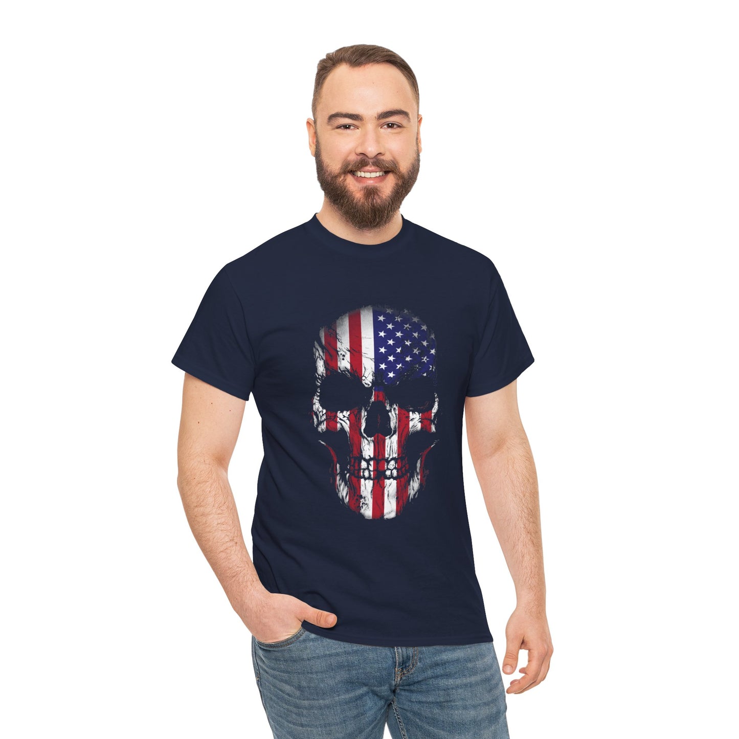 Rock the Classic Fit USA Skull Flag Tee