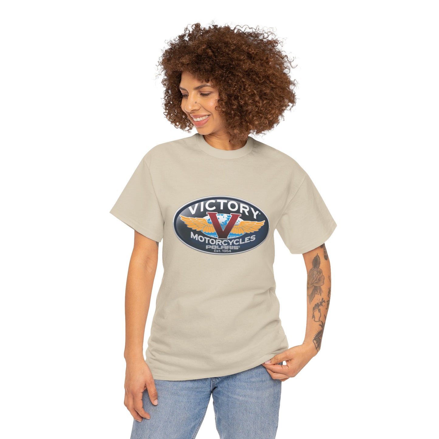 Victory Polaris Logo Tee - Gildan® 5000 Heavy Cotton™, Quality Fabric for the Modern Biker