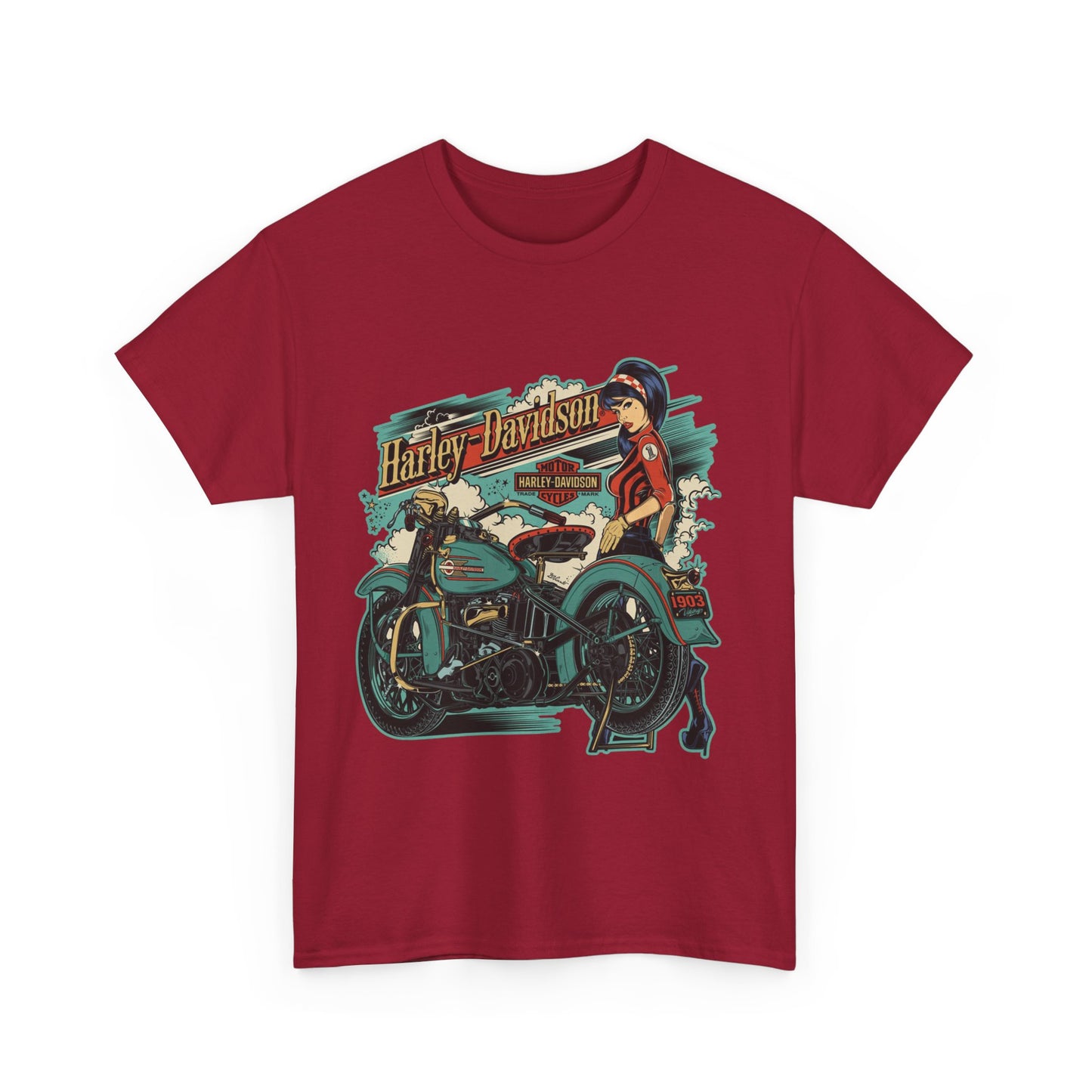 Harley-Davidson 1903 Retro T-Shirt - Gildan® 5000 Heavy Cotton™, Timeless Style, Built for Riders