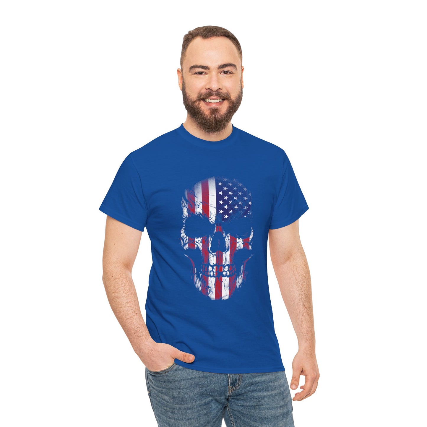 Rock the Classic Fit USA Skull Flag Tee