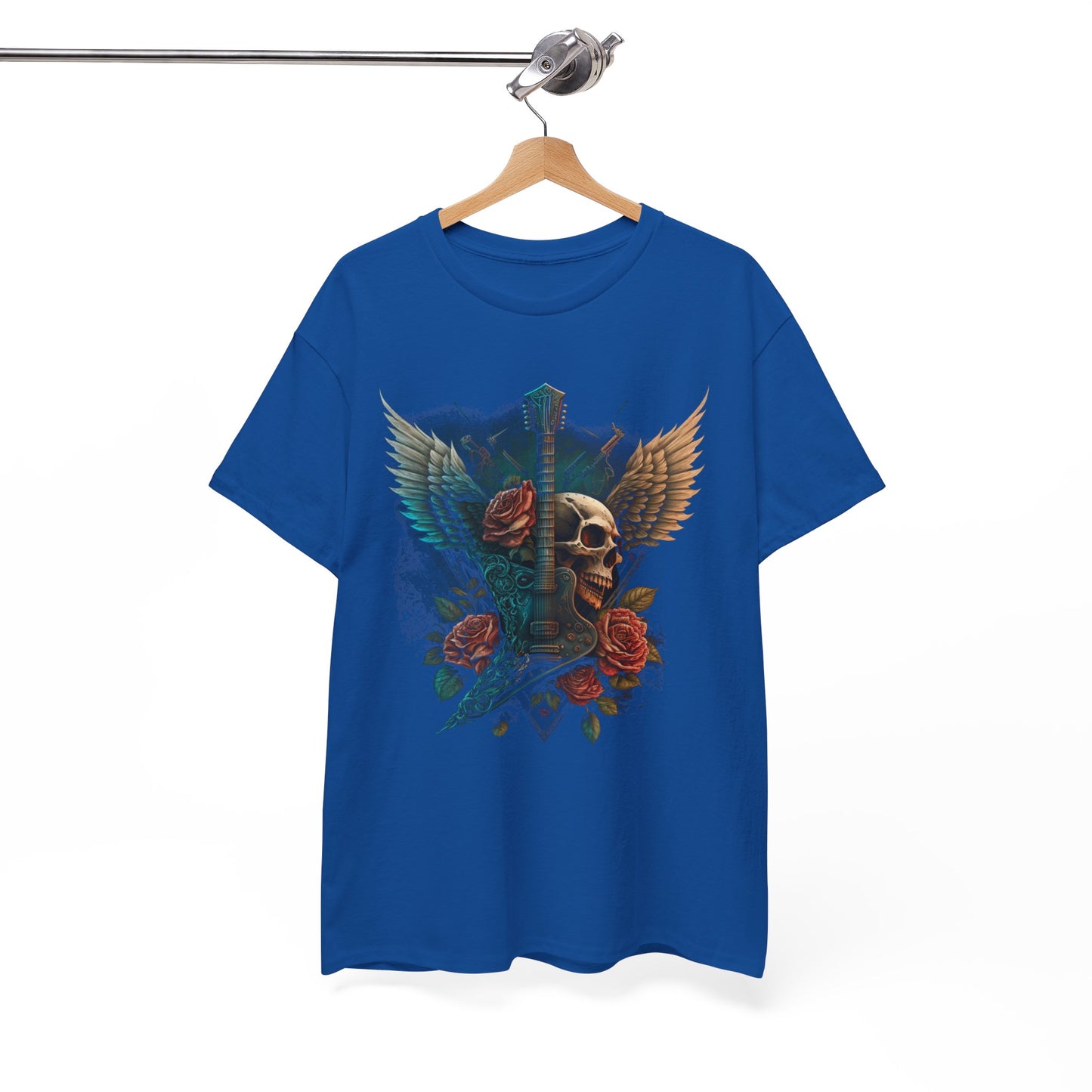 Classic Fit T-Shirt with Heavy Guitar Skull Design - Comfortable Midweight Fabric