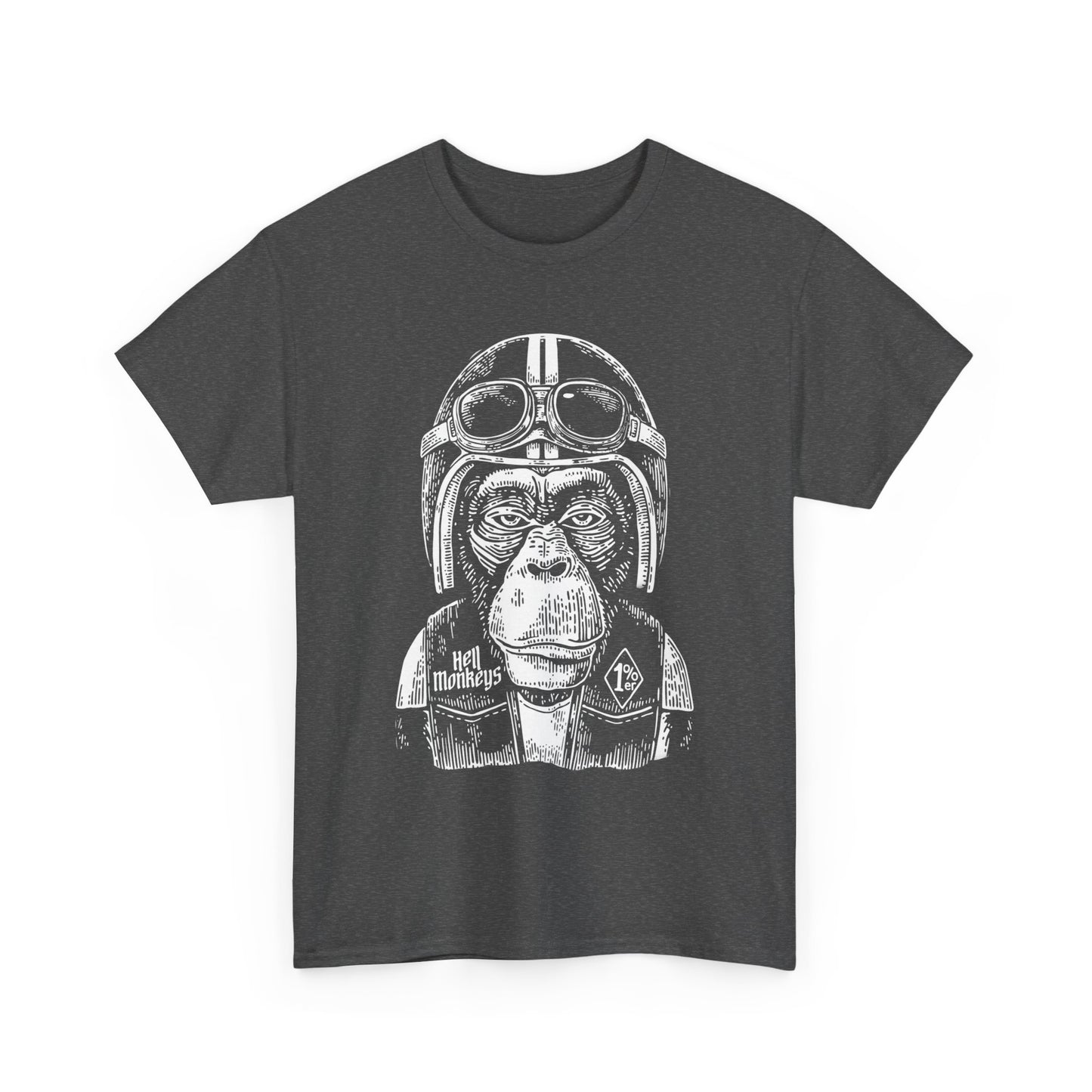 Ride Wild: Hell's Monkey Ape Biker T-Shirt - Gildan® 5000 Heavy Cotton™, Rugged Style for True Bikers