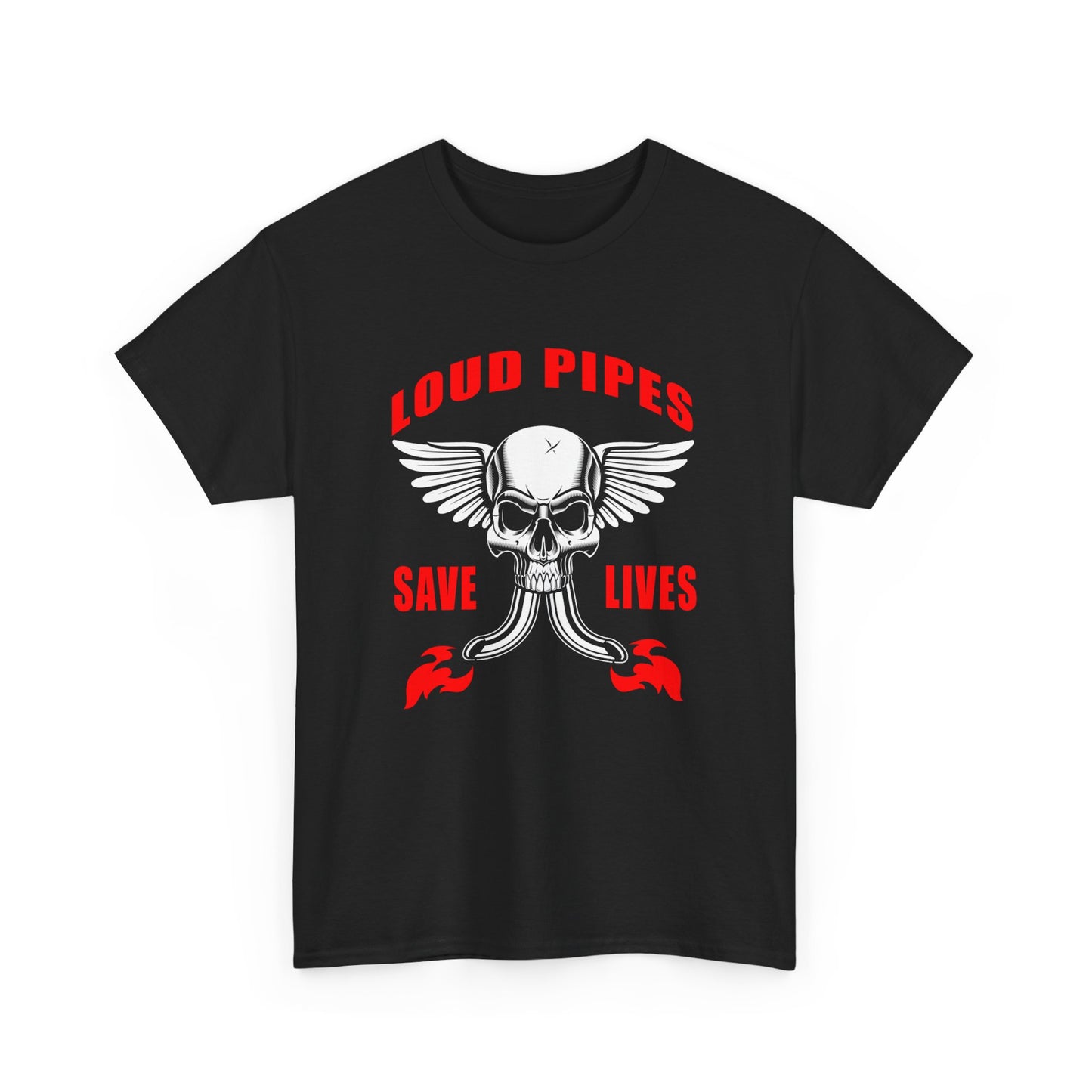Loud Pipes Save Lives Graphic Tee - Gildan® 5000 Heavy Cotton™, Classic Fit for Passionate Riders