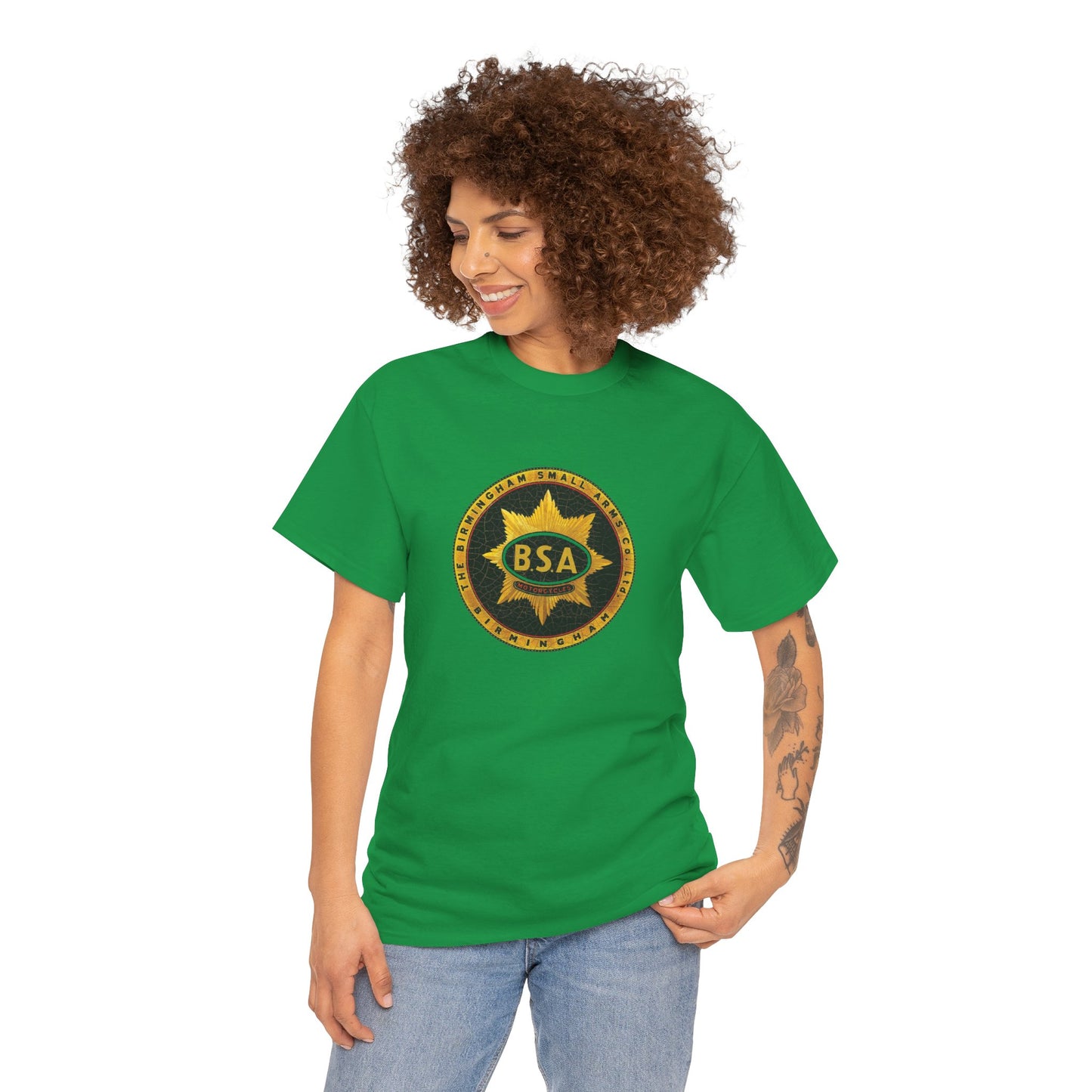 Vintage BSA Logo Tee - Gildan® 5000 Heavy Cotton™, Perfect for Bikers & Motorcycle Enthusiasts