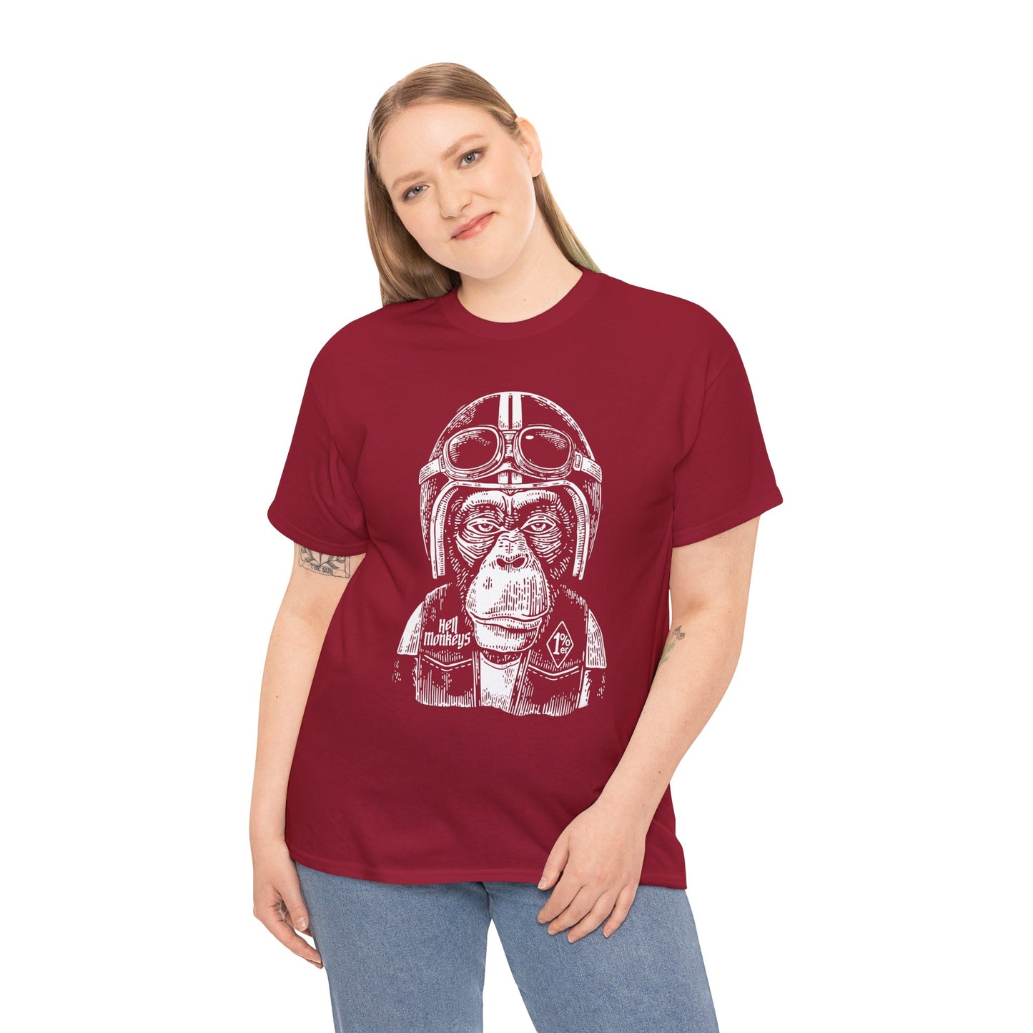 Ride Wild: Hell's Monkey Ape Biker T-Shirt - Gildan® 5000 Heavy Cotton™, Rugged Style for True Bikers