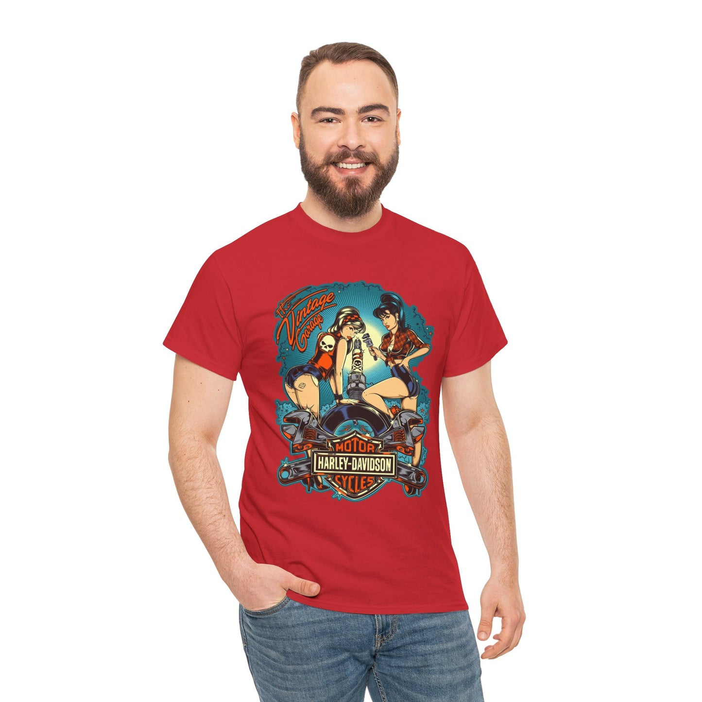 Harley Davidson T-Shirt | Gildan® 5000 Heavy Cotton™, Classic Fit, Timeless Biker Style