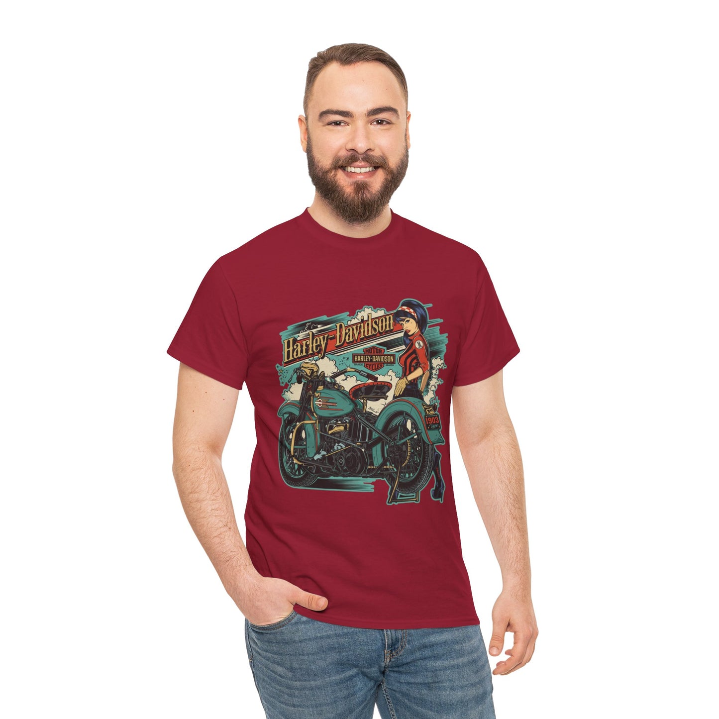 Harley-Davidson 1903 Retro T-Shirt - Gildan® 5000 Heavy Cotton™, Timeless Style, Built for Riders