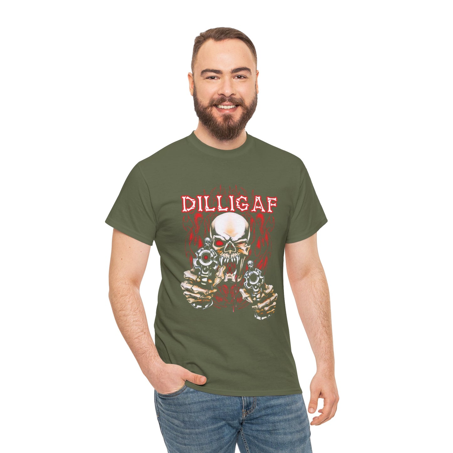Edgy and Bold: DILLIGAF T-Shirt - Gildan® 5000 Heavy Cotton™, Built for Bikers