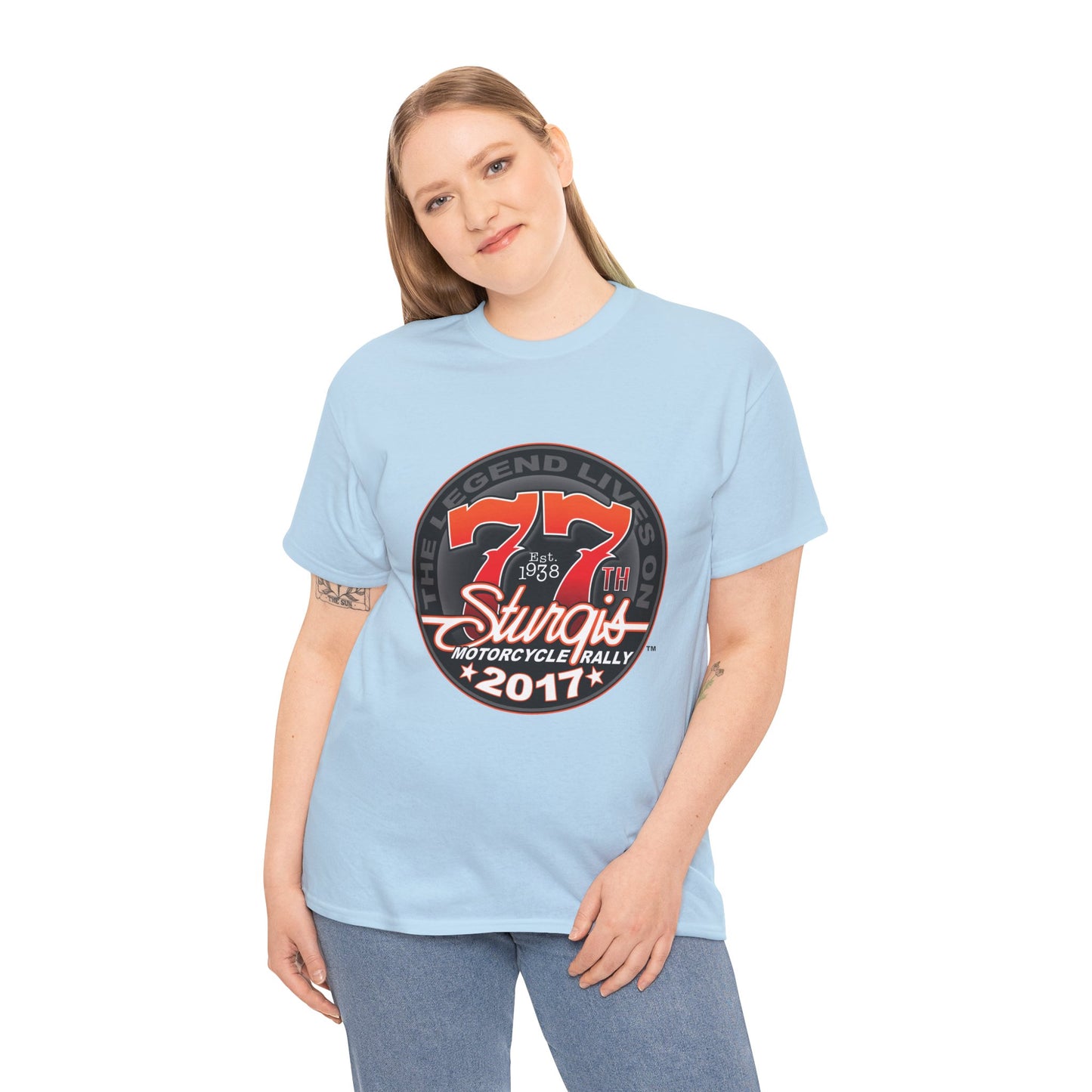 Classic Sturgis 77 2017 Biker Tee - Gildan® 5000 Heavy Cotton™, Edgy Design & Comfort