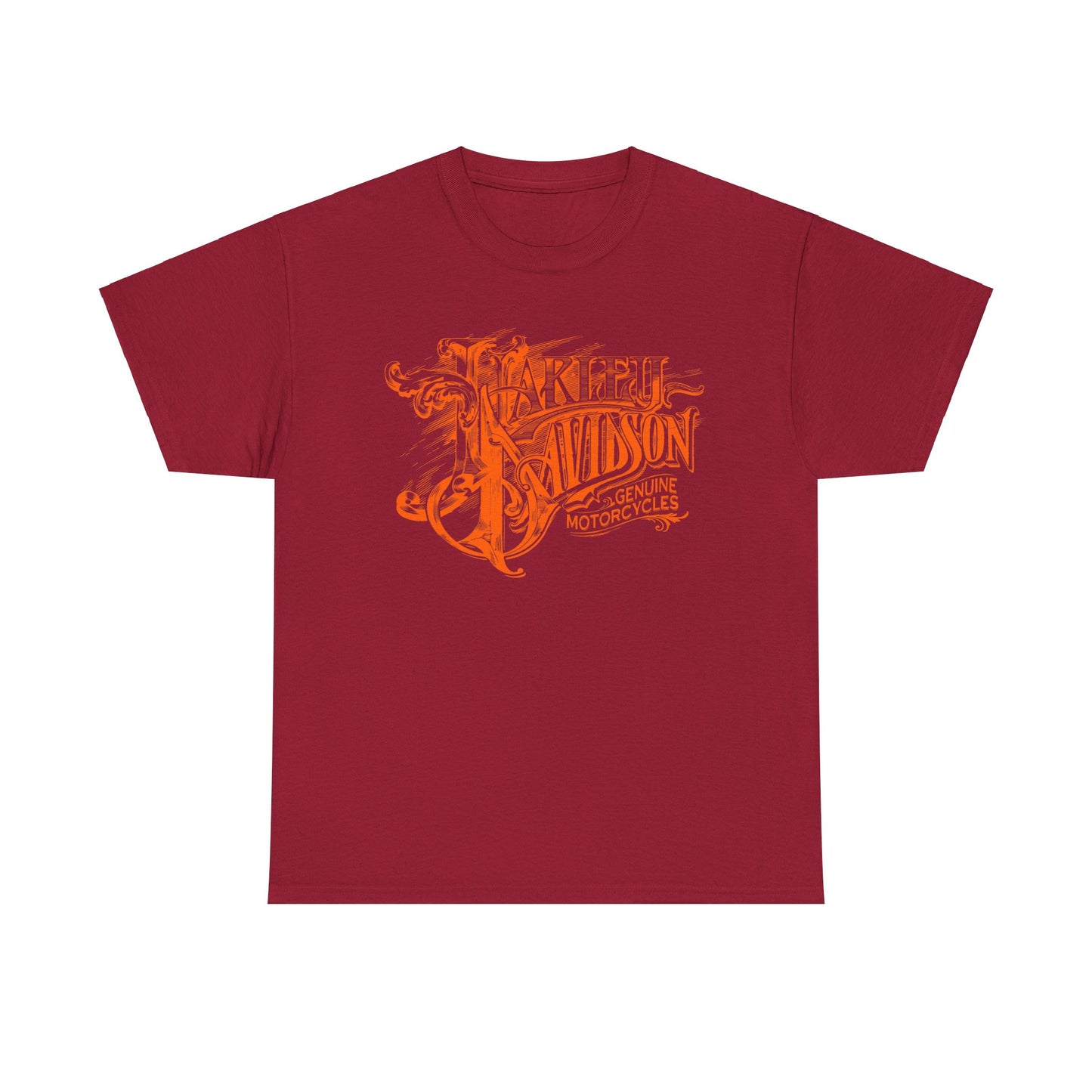 Harley Davidson Text Tee - Gildan® 5000 Heavy Cotton™, Sleek and Stylish Design, Edgy & Comfortable Streetwear