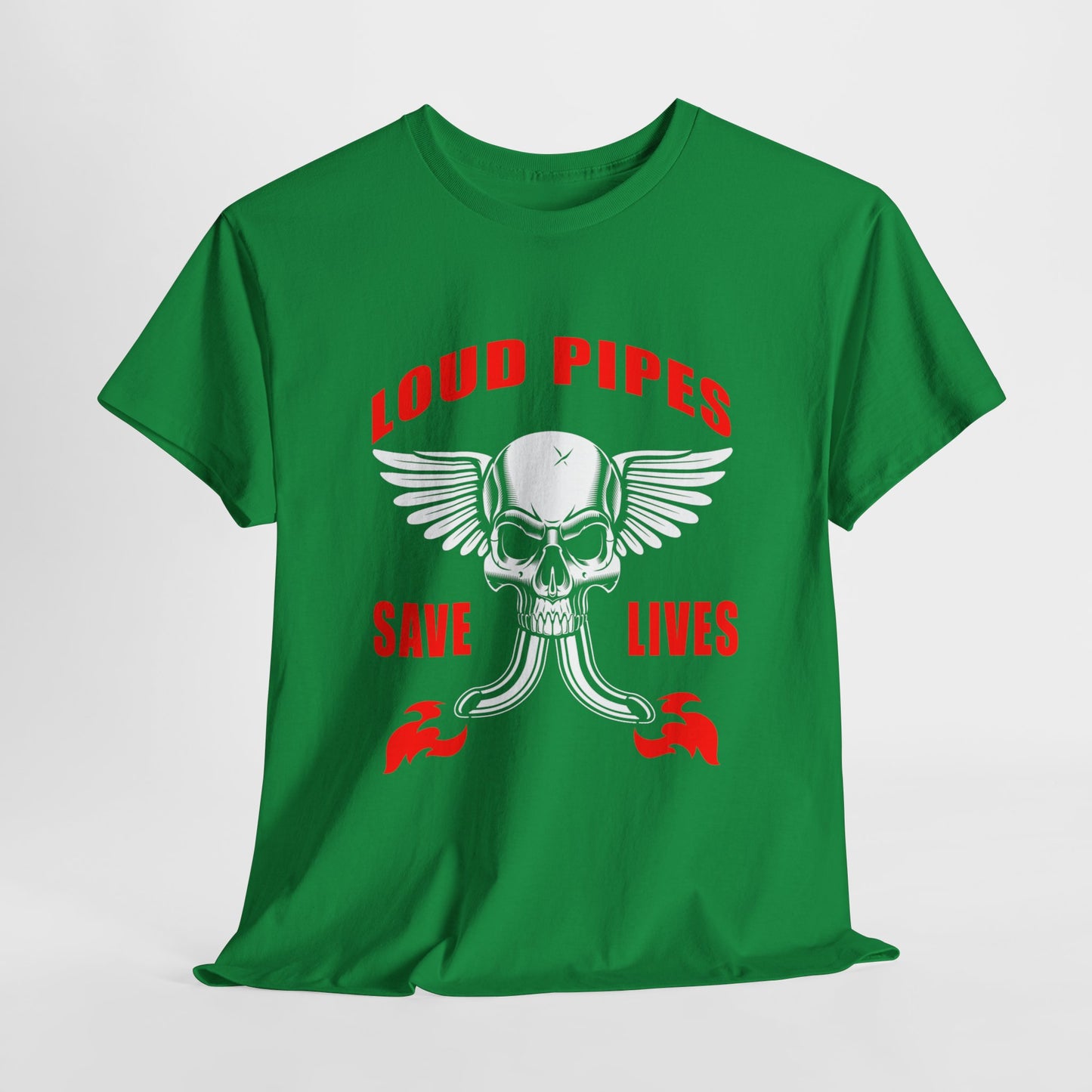 Loud Pipes Save Lives Graphic Tee - Gildan® 5000 Heavy Cotton™, Classic Fit for Passionate Riders