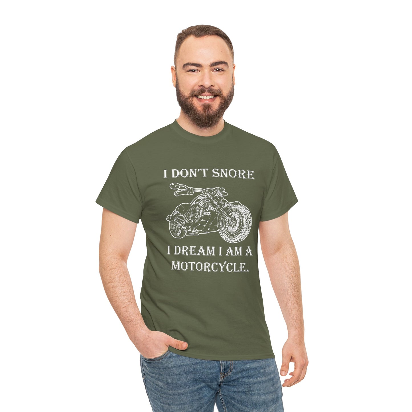 I Don't Snore, I Dream I'm a Motorcycle - Gildan® 5000 Heavy Cotton™ T-Shirt, For the Bold Rider