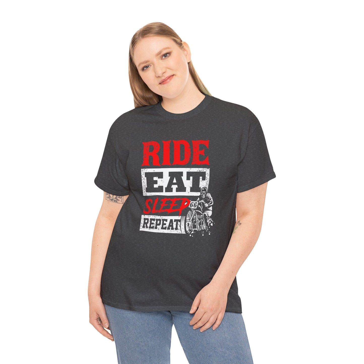 Ride, Eat, Sleep, Repeat Lifestyle Tee | Gildan® 5000 Heavy Cotton™ - Classic Comfort for Bikers