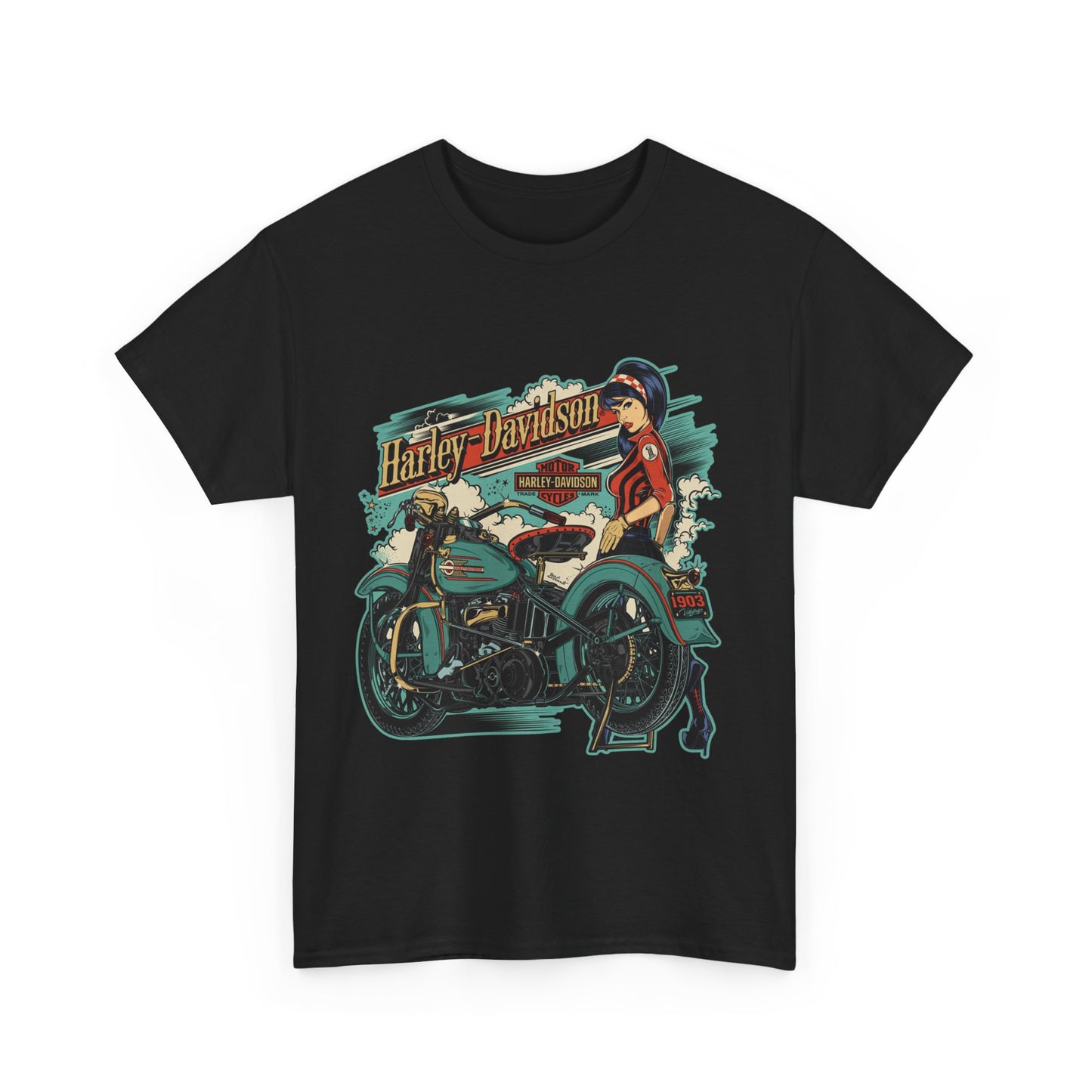 Harley-Davidson 1903 Retro T-Shirt - Gildan® 5000 Heavy Cotton™, Timeless Style, Built for Riders