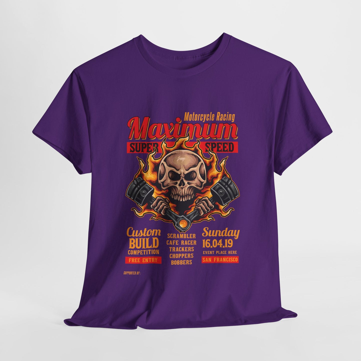 Fire Piston Motorcycle Tee - Gildan® 5000 Heavy Cotton™, Durable & Comfortable Fit