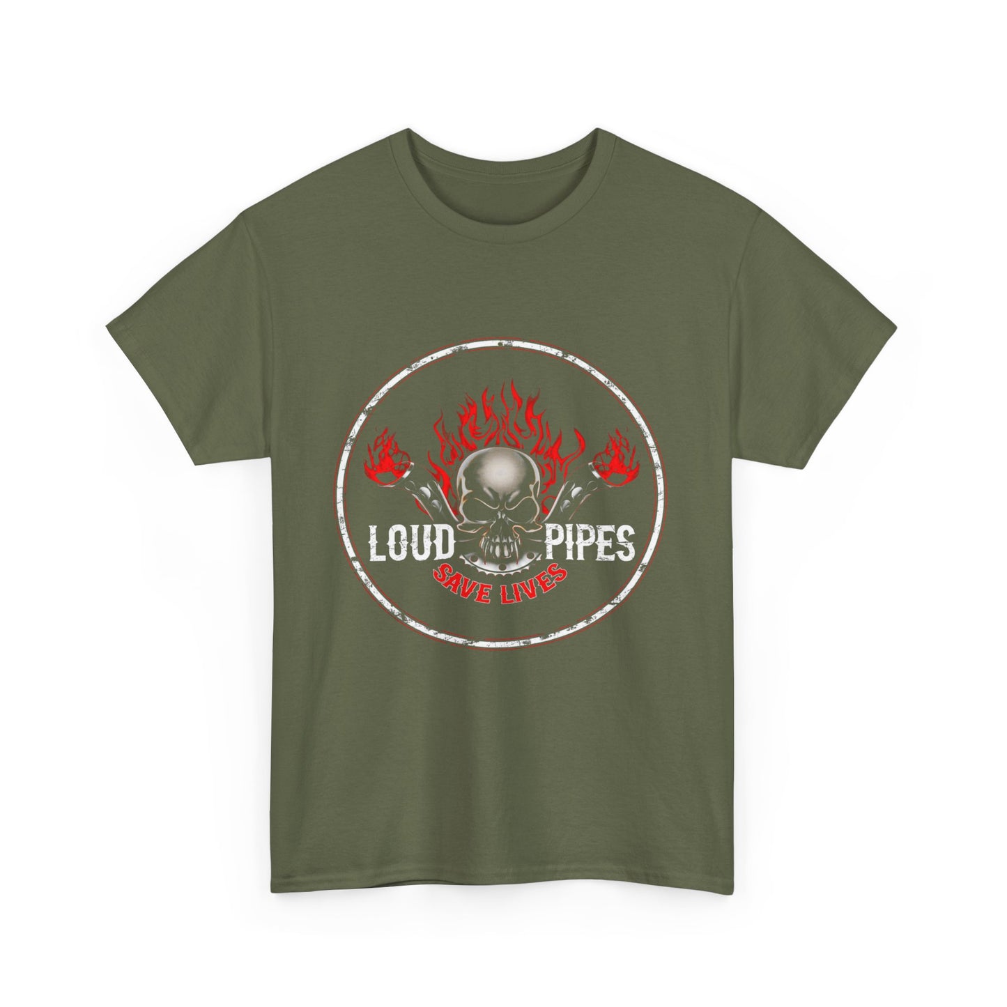 Loud Pipes Save Lives Tee - Gildan® 5000 Heavy Cotton™, Midweight Fabric, Classic Fit & Biker Attitude